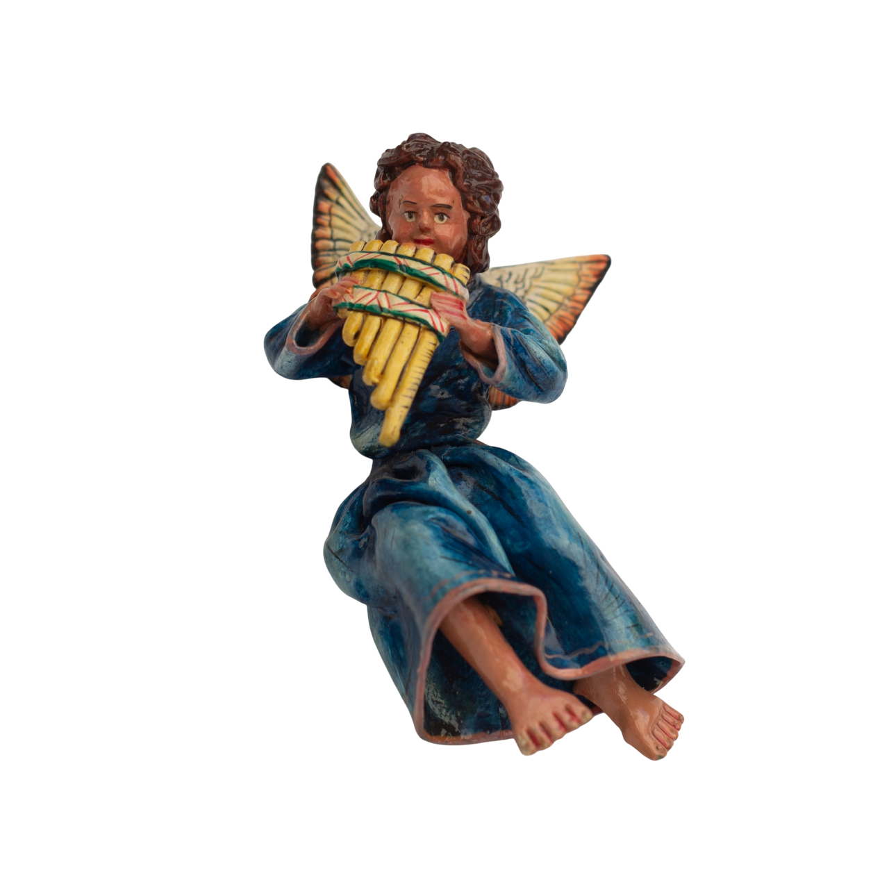 Handmade Retablo Ornaments, Ornament, Vintage Ornament, Peruvian Folk Art, Claudio Jimenez Quispe, Angel Ornament, Plaster Ornament, Colorful Ornament, Angel with Pan Pipe, Pan Pipe Angel Ornament, Musical Ornament, Musical Choir, Angelic Choir