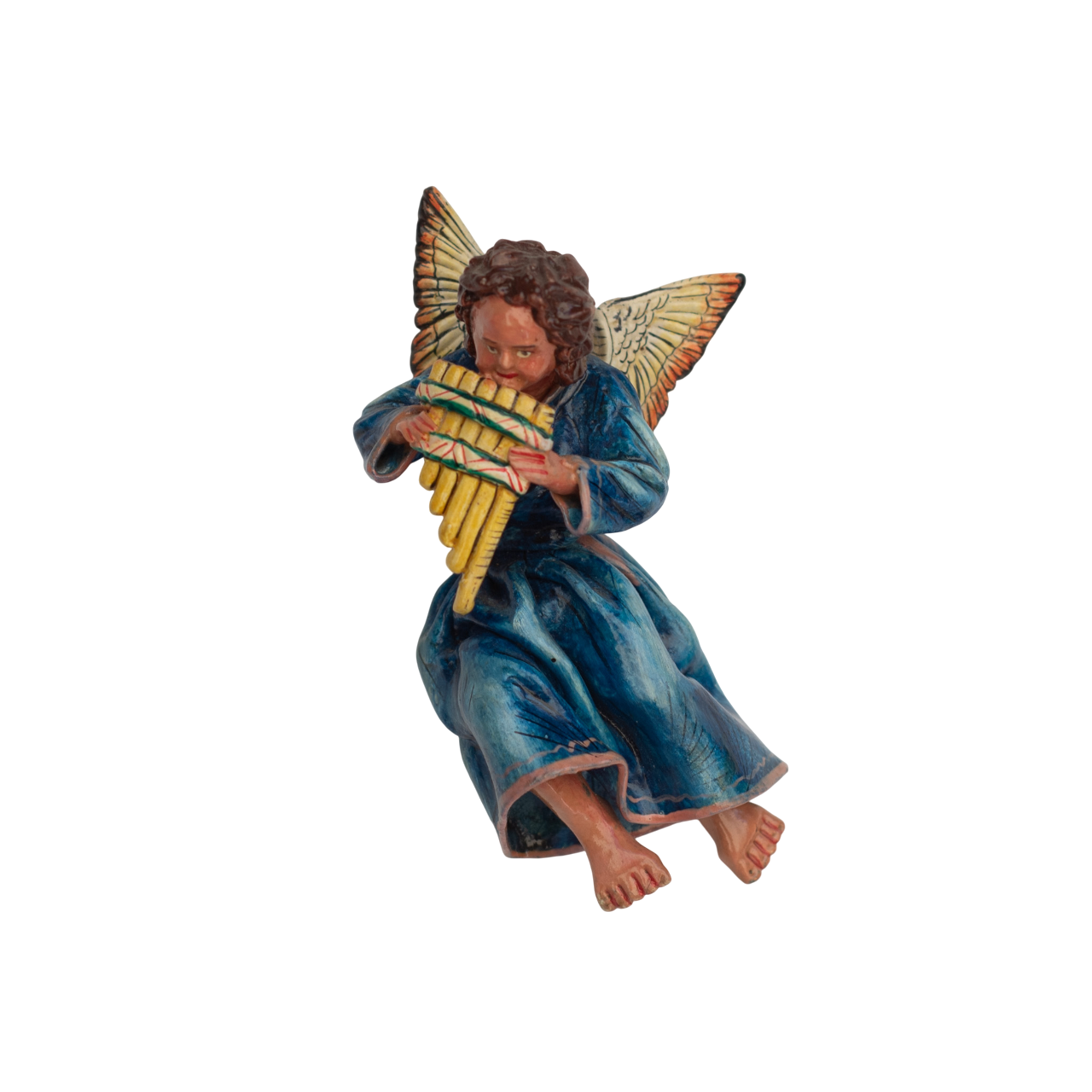 Handmade Retablo Ornaments, Ornament, Vintage Ornament, Peruvian Folk Art, Claudio Jimenez Quispe, Angel Ornament, Plaster Ornament, Colorful Ornament, Angel with Pan Pipe, Pan Pipe Angel Ornament, Musical Ornament, Musical Choir, Angelic Choir