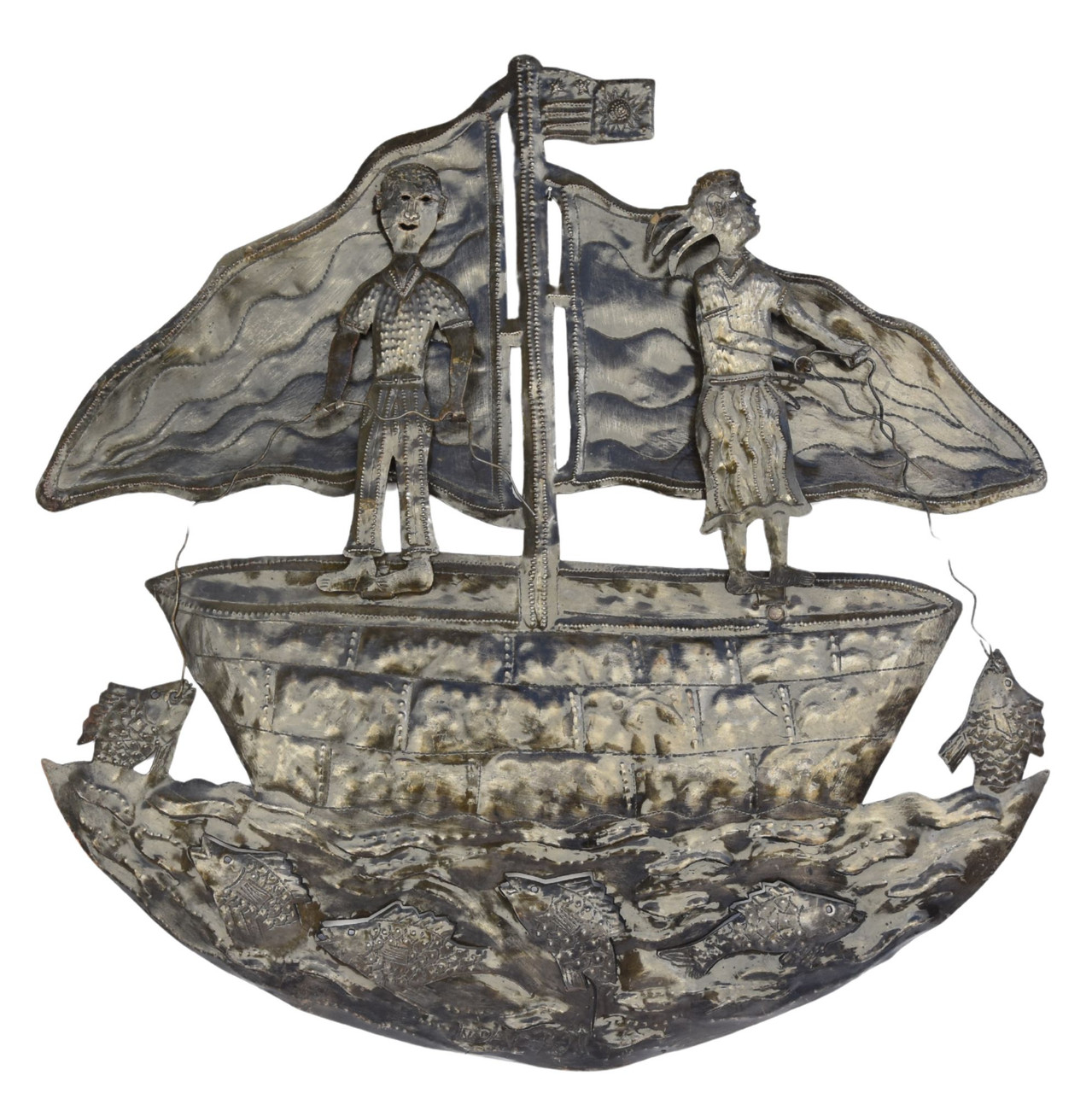 Haitian People on a Boat out Fishing, Haiti Fair Trade, Michee Remy Haitian People on a Boat out Fishing, Haiti Fair Trade, Michee Remy