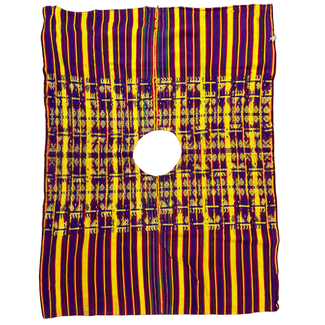 Vintage Handwoven Huipil Blouse – Guatemalan Mayan Top from San Juan Sacatepéquez | Purple & Yellow Traditional Embroidered Blouse