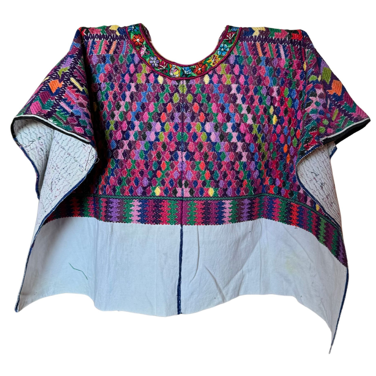 Vintage Handwoven Huipil Blouse – Authentic Guatemalan Mayan Textile from San Pedro Sacatepéquez | Traditional Indigenous Clothing