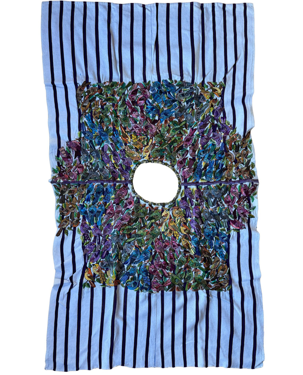 Boho Guatemalan Huipil Blouse Top Handwoven Embroidered Birds Santiago Atitlán
