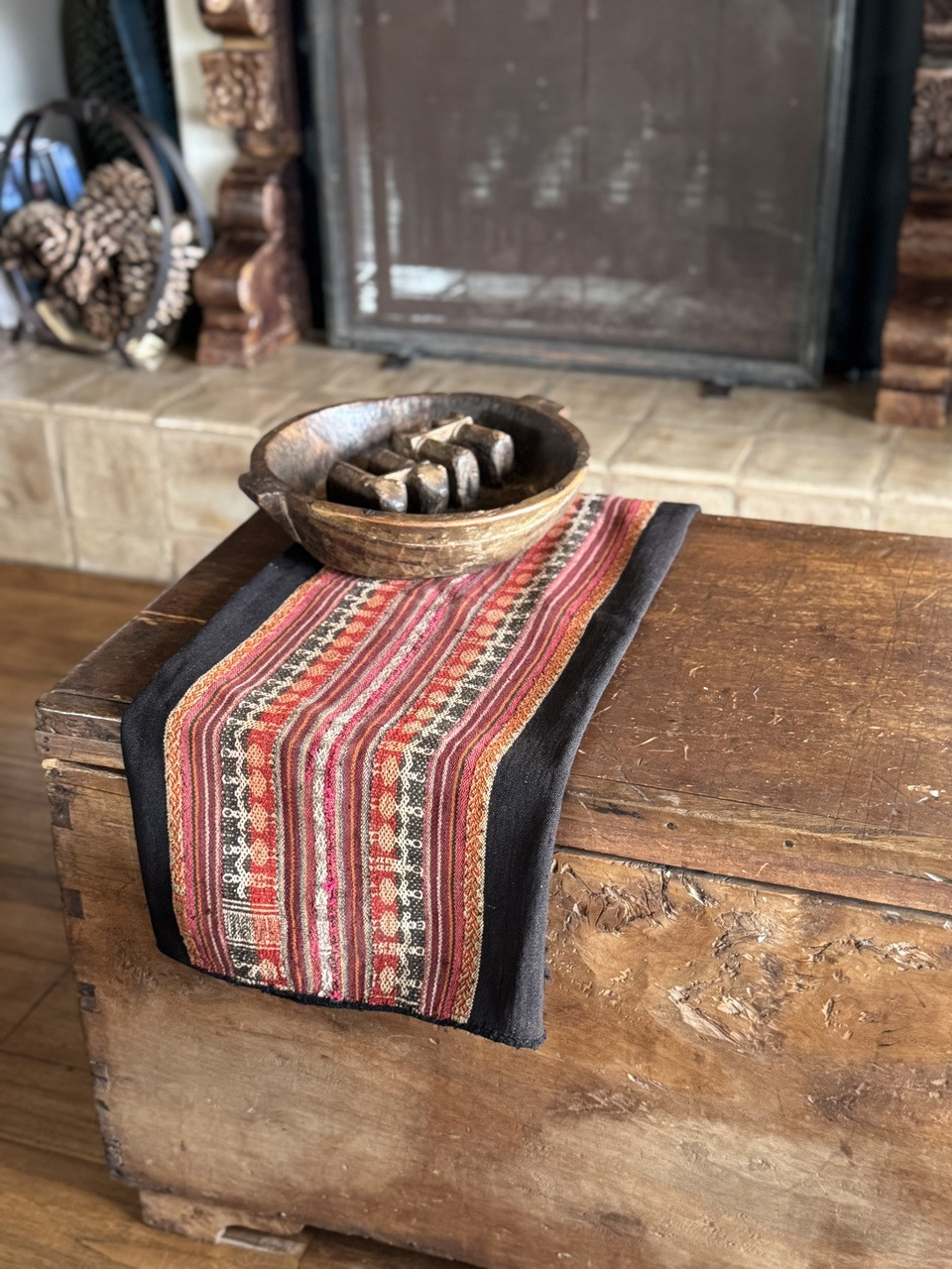 Handwoven wool textile, Indigenous Bolivian weaving Handwoven wool textile, Indigenous Bolivian weaving