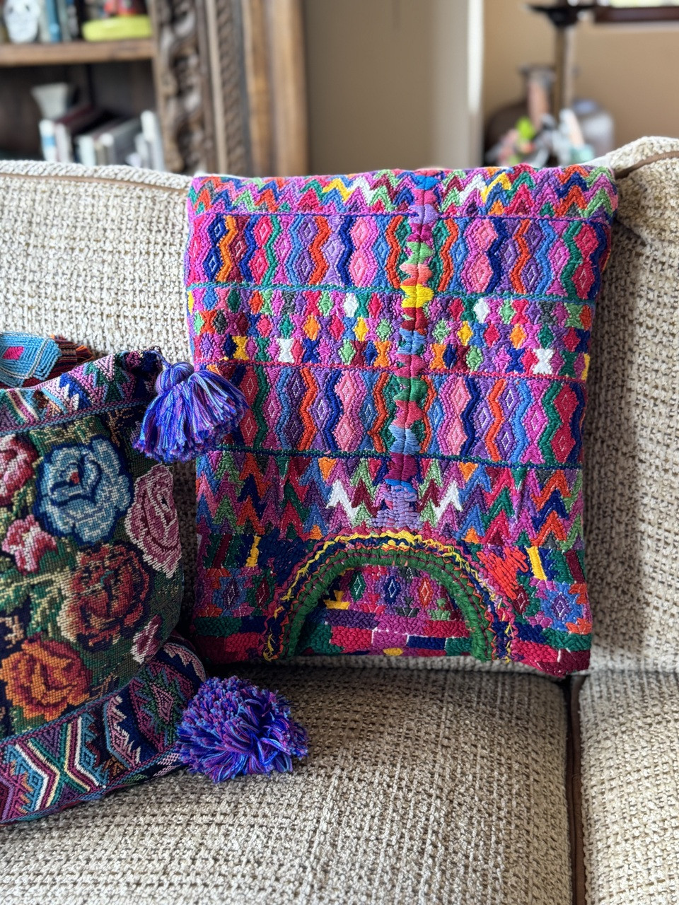 Indigenous Guatemalan art, Hand-stitched neckline, Authentic Mayan textile