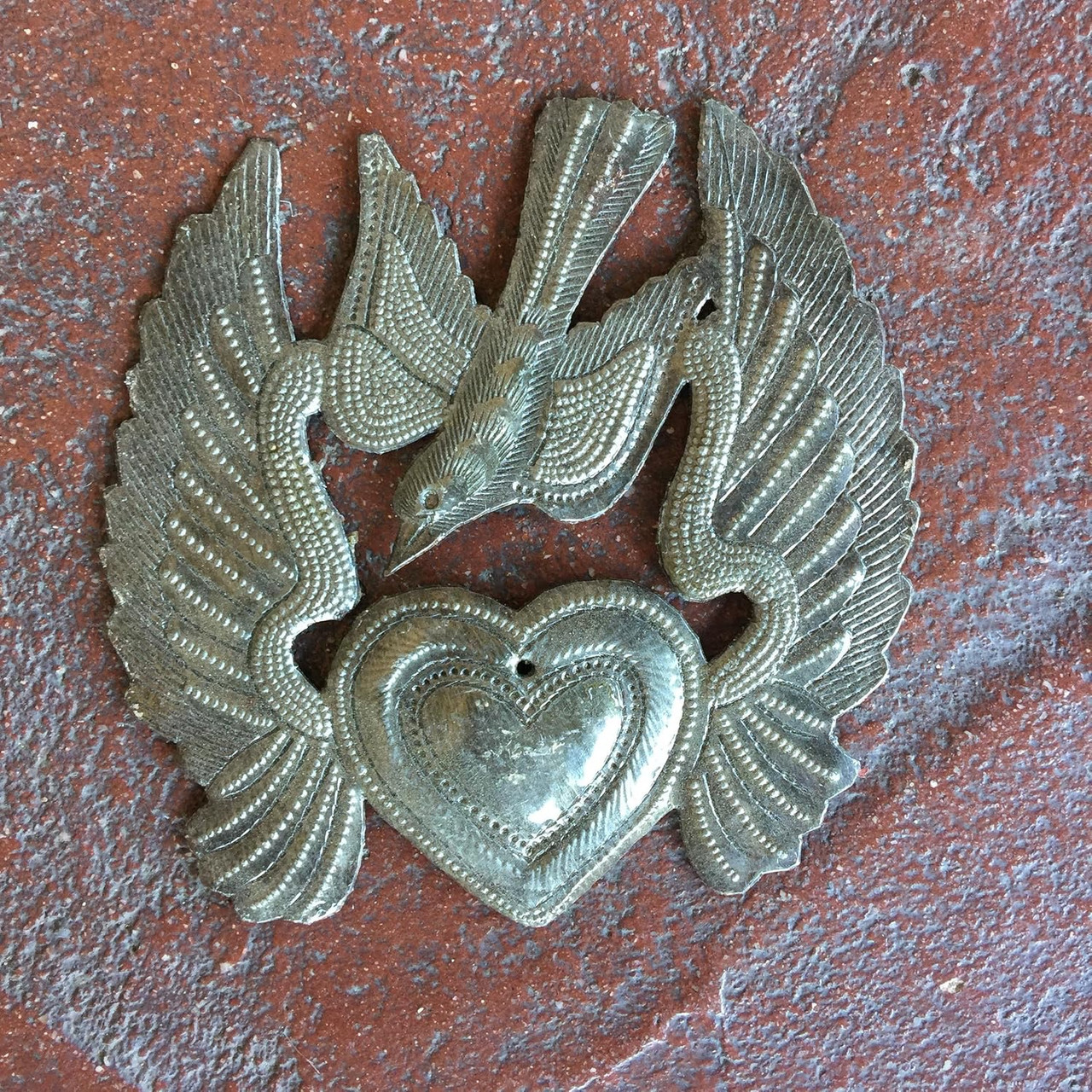 soulmate heart, angel wings decor, eco-friendly wall art, milagro inspired heart, Haitian metal sculpture soulmate heart, angel wings decor, eco-friendly wall art, milagro inspired heart, Haitian metal sculpture