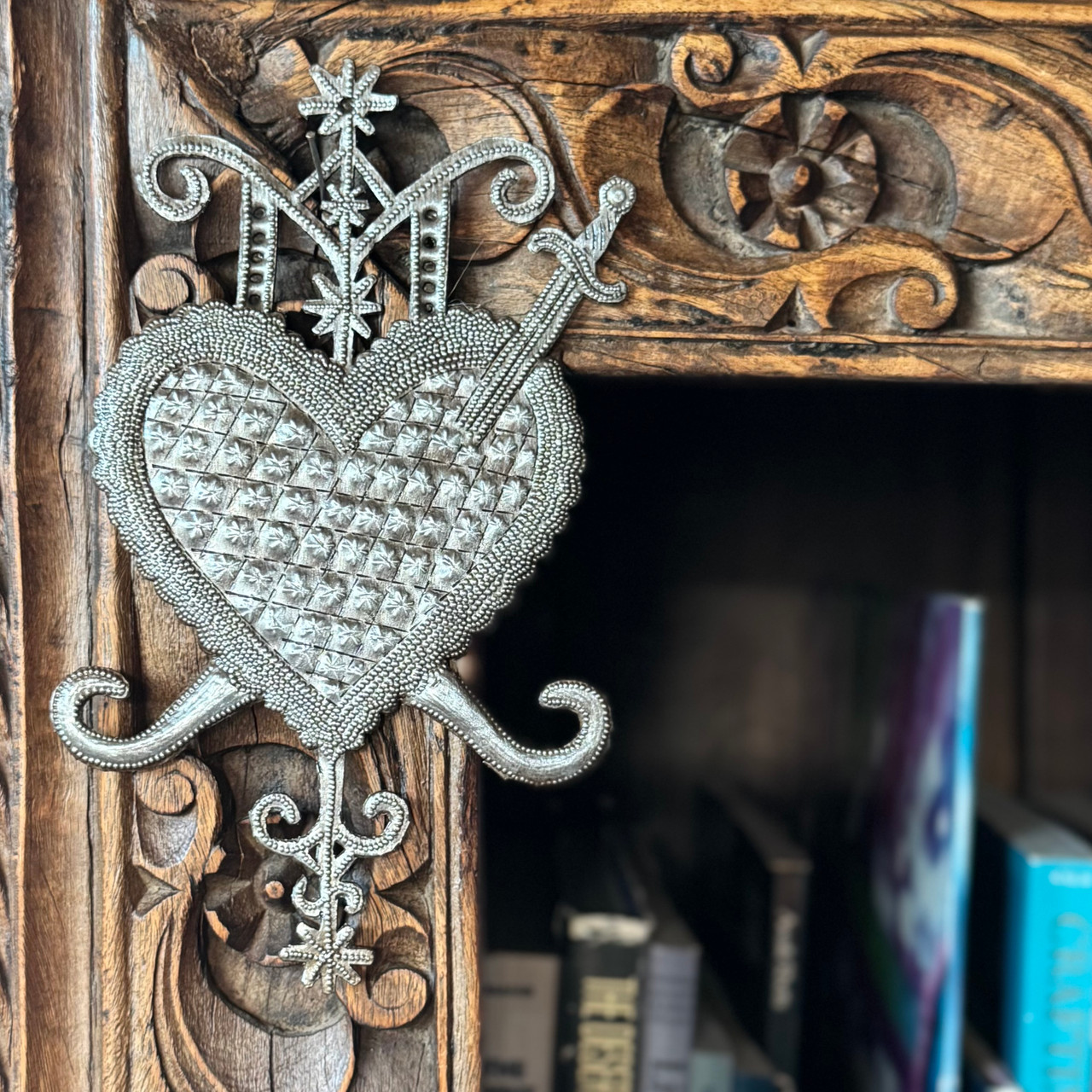 Haitian art, Fair Trade decor, veve ornament, Erzulie Dantor, Vodou spirit art Haitian art, Fair Trade decor, veve ornament, Erzulie Dantor, Vodou spirit art