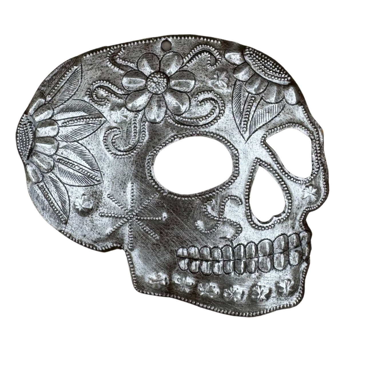 Haitian metal art, handmade metal skull, recycled oil drum art, Fair Trade ornament, Haitian artisan craft