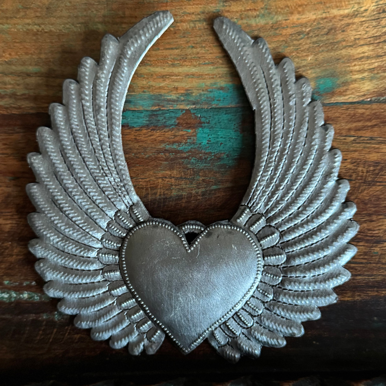 Haitian heart with wings, handmade metal heart, Fair Trade Haitian art, recycled metal sculpture Haitian heart with wings, handmade metal heart, Fair Trade Haitian art, recycled metal sculpture