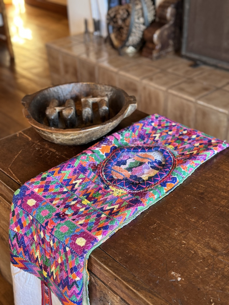 Indigenous Guatemalan art, Hand-stitched neckline, Authentic Mayan textile