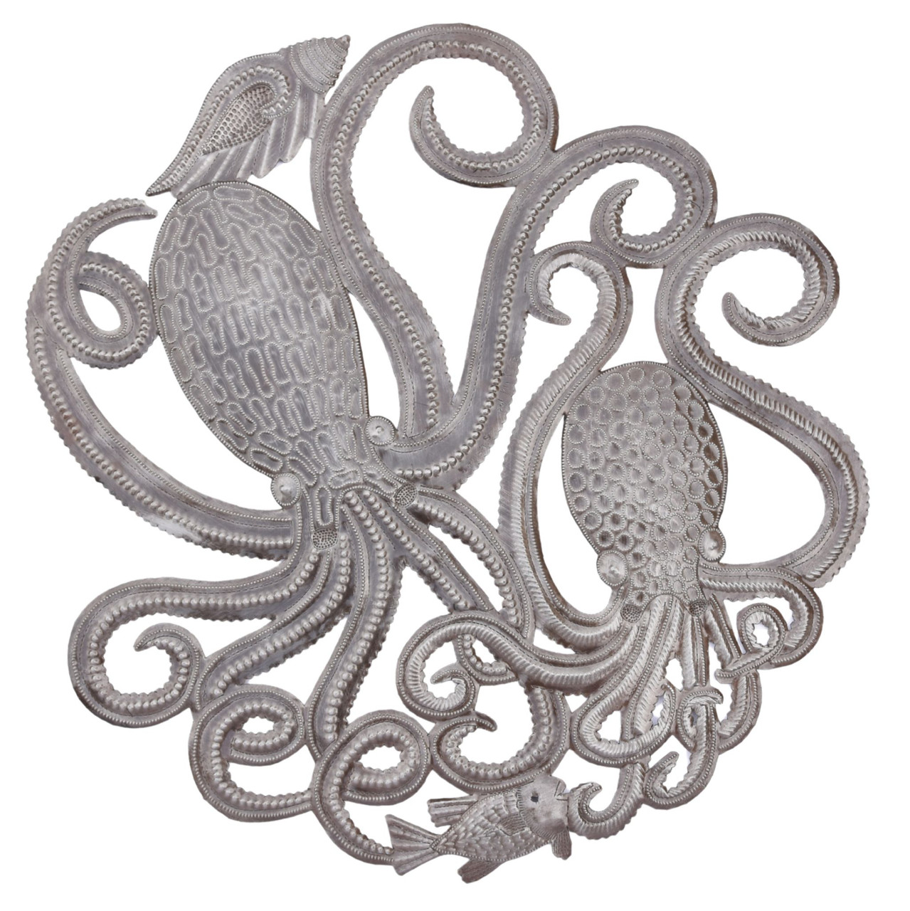Handmade Octopus Sculpture, Haitian Metal Art, Fair Trade Wall Decor,