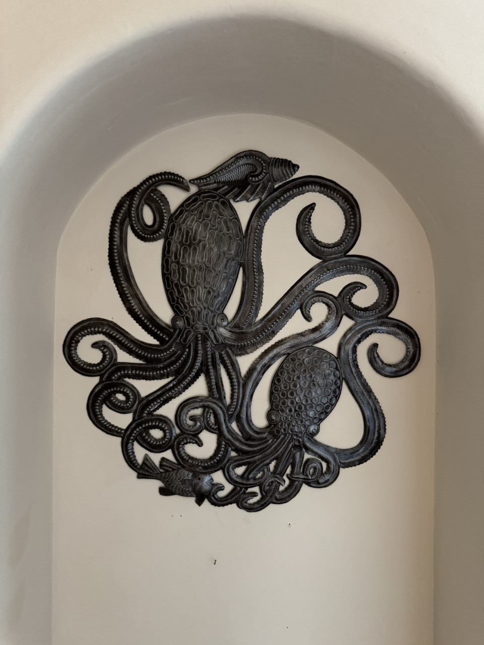 Handmade Octopus Sculpture, Haitian Metal Art, Fair Trade Wall Decor,