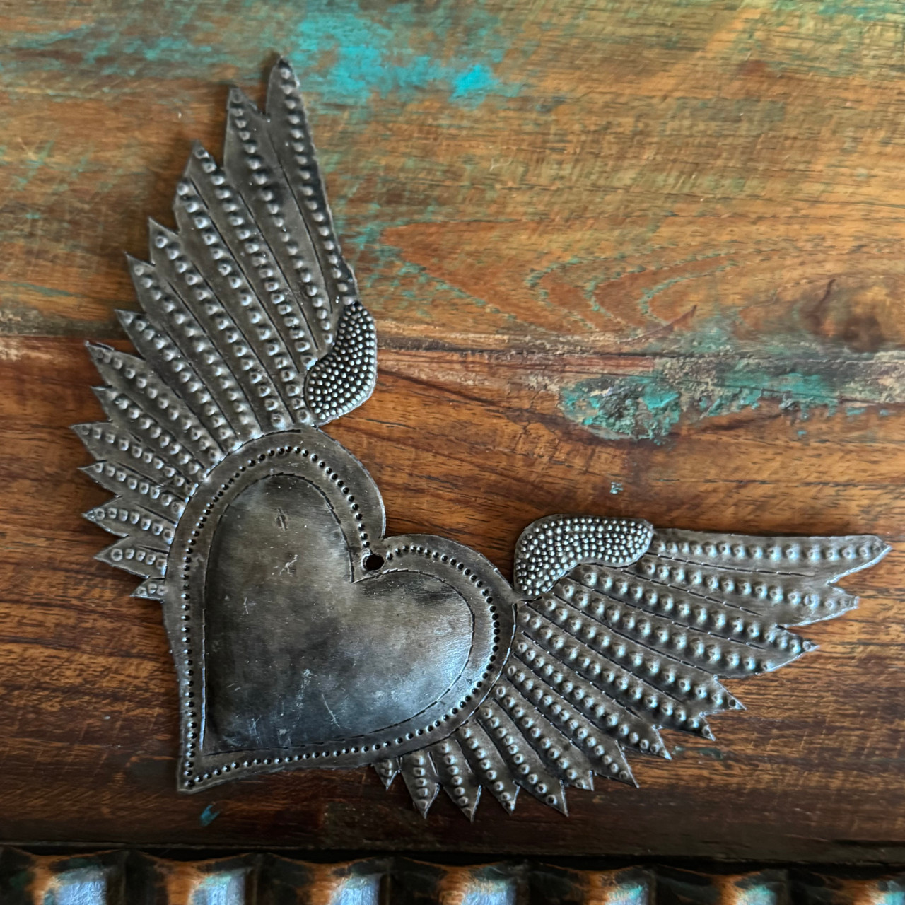 Handmade Haitian Metal Heart with Wings | Eco Fair Trade Art