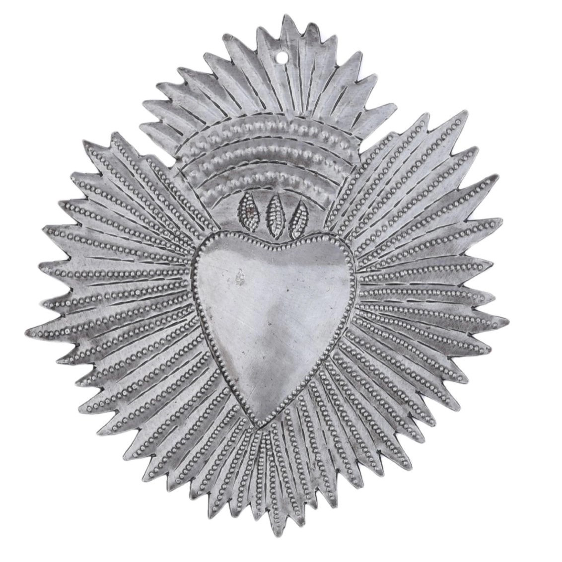 Haitian metal art, recycled steel heart, fair trade wall décor, handmade metal sculpture, Haitian heart wall art, eco-friendly home décor, hand-hammered steel art