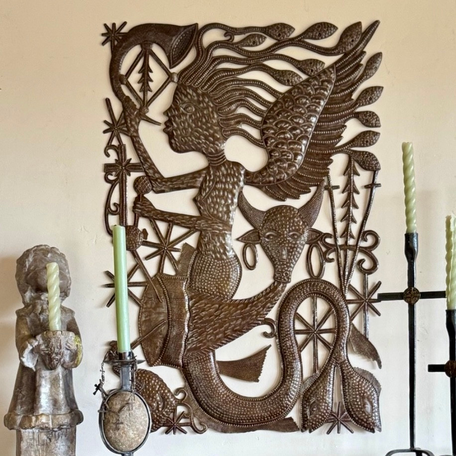 Charles Eneld sculpture, Haitian metal sculpture, Haitian recycled metal art