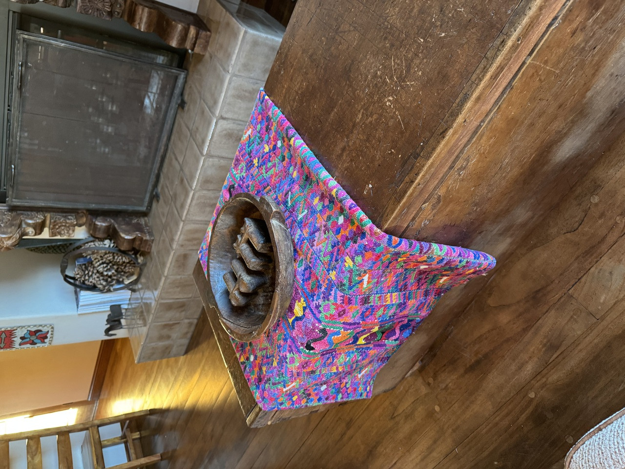 Colorful Mayan weaving, Two-panel huipil, Open-sided blouse, Ethnic boho top, Artisan-made clothing