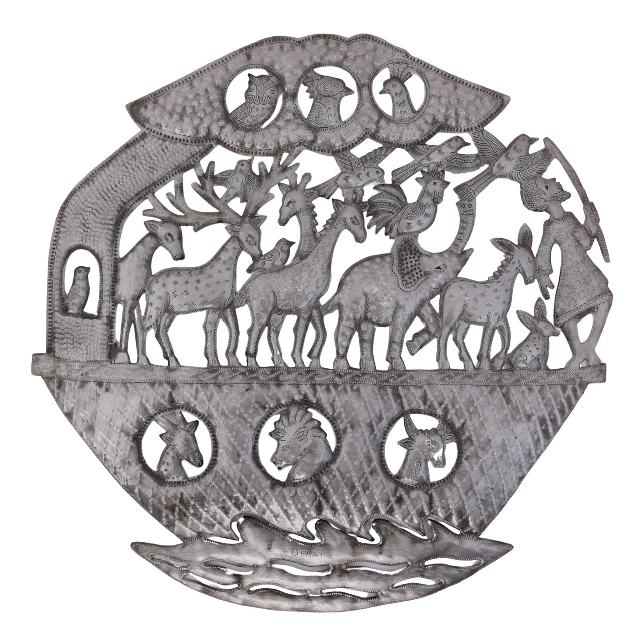 Noah's Arc, Metal Noah's Arc, Religious Decor, Religious Oil Barrel Sculpture, Haitian Decor