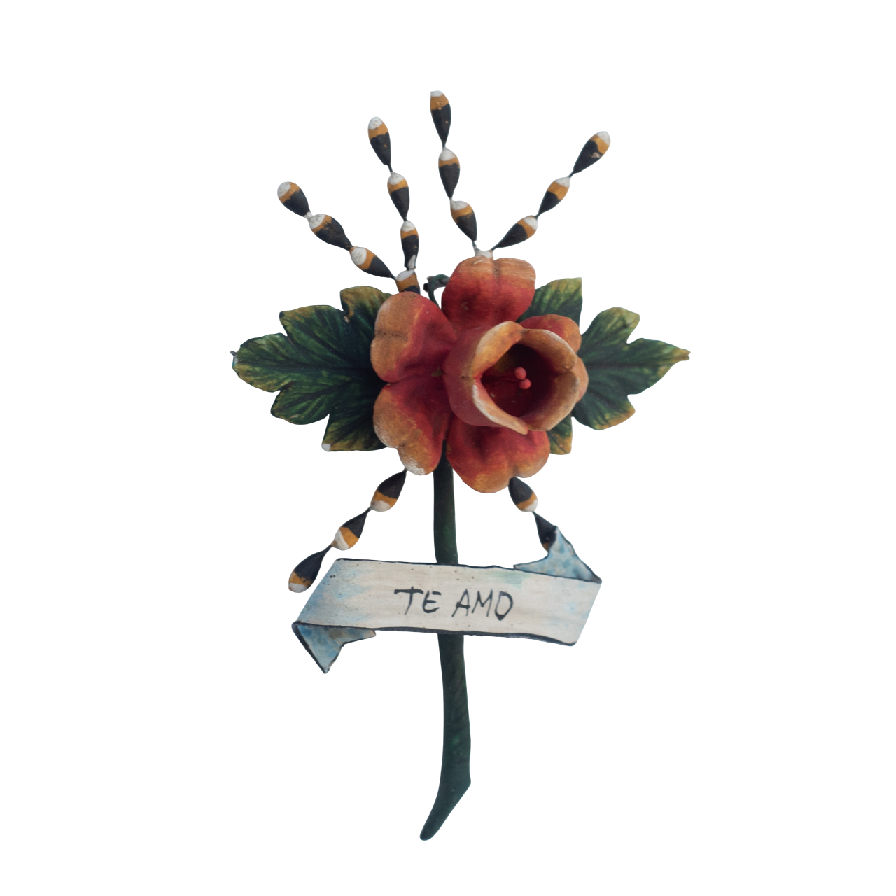 Te Amo Flower, I Love You Flower Ornament, Flower Wall Art, Peruvian Floral Art, Handmade Flower Art
