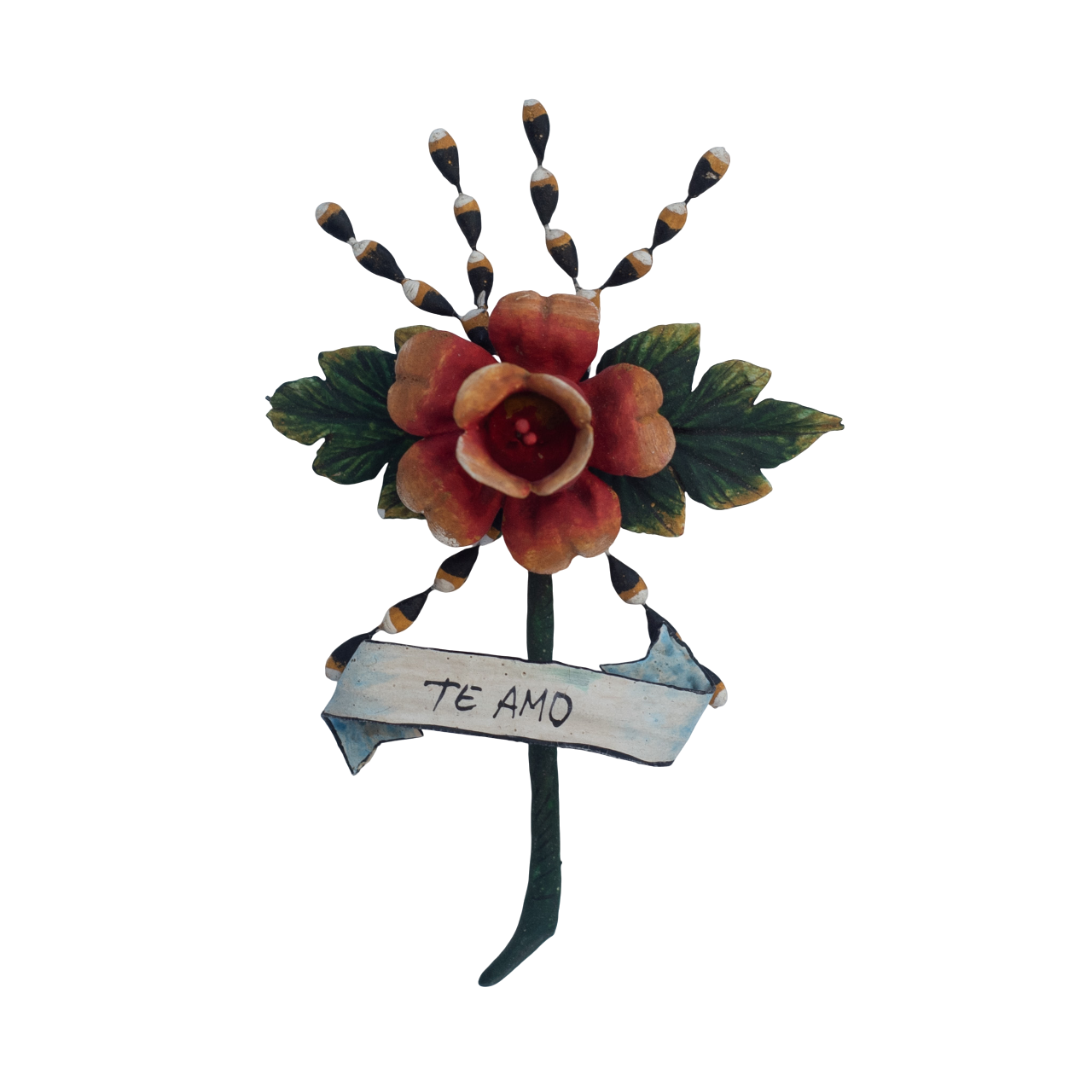 Te Amo Flower, I Love You Flower Ornament, Flower Wall Art, Peruvian Floral Art, Handmade Flower Art
