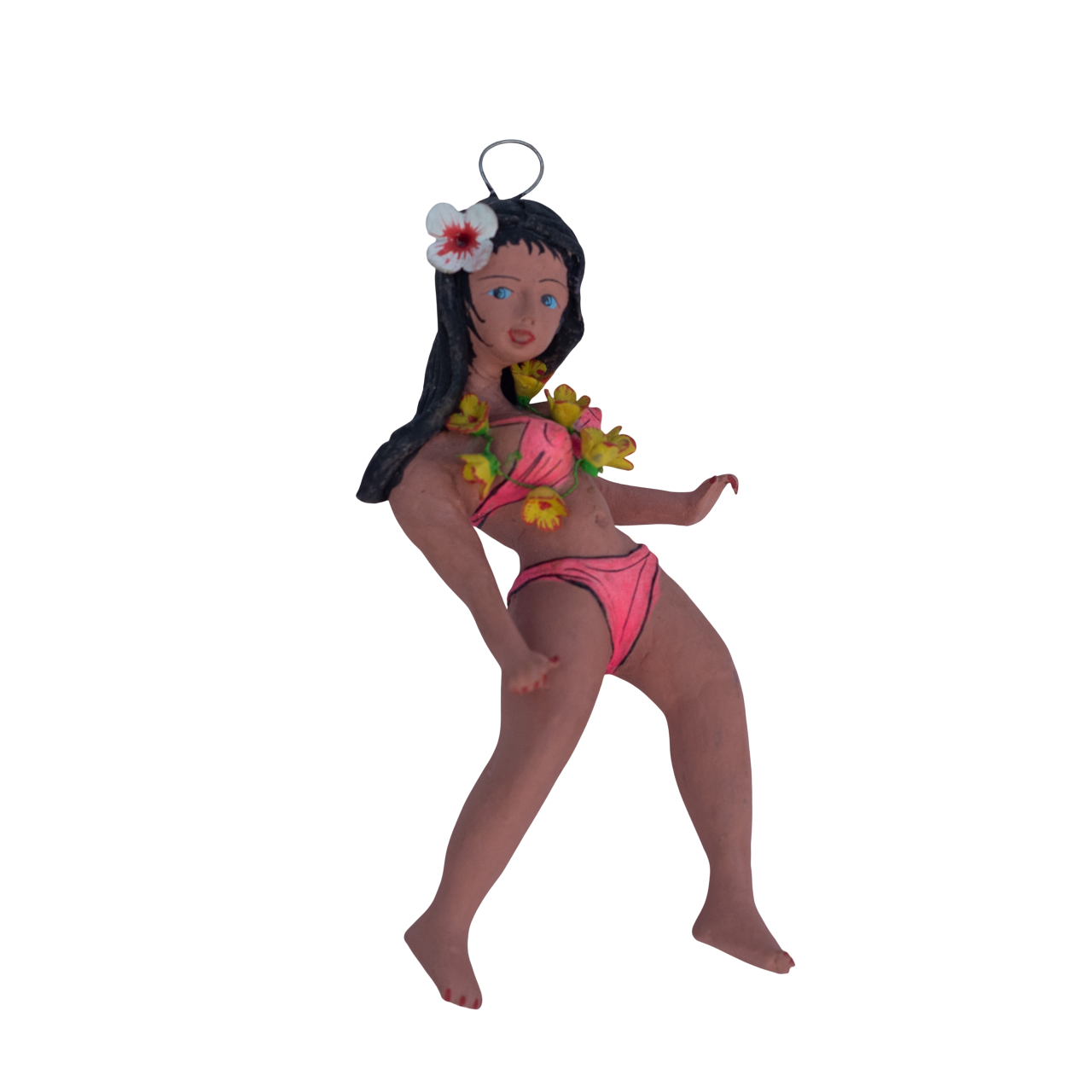 Bikini Girl Ornament Figurine, Vintage Folk Art, Vintage Peruvian Folk Art, Peruvian Decor, Bikini Girl Ornament, Hula Girl Ornament, Vintage Folk Art