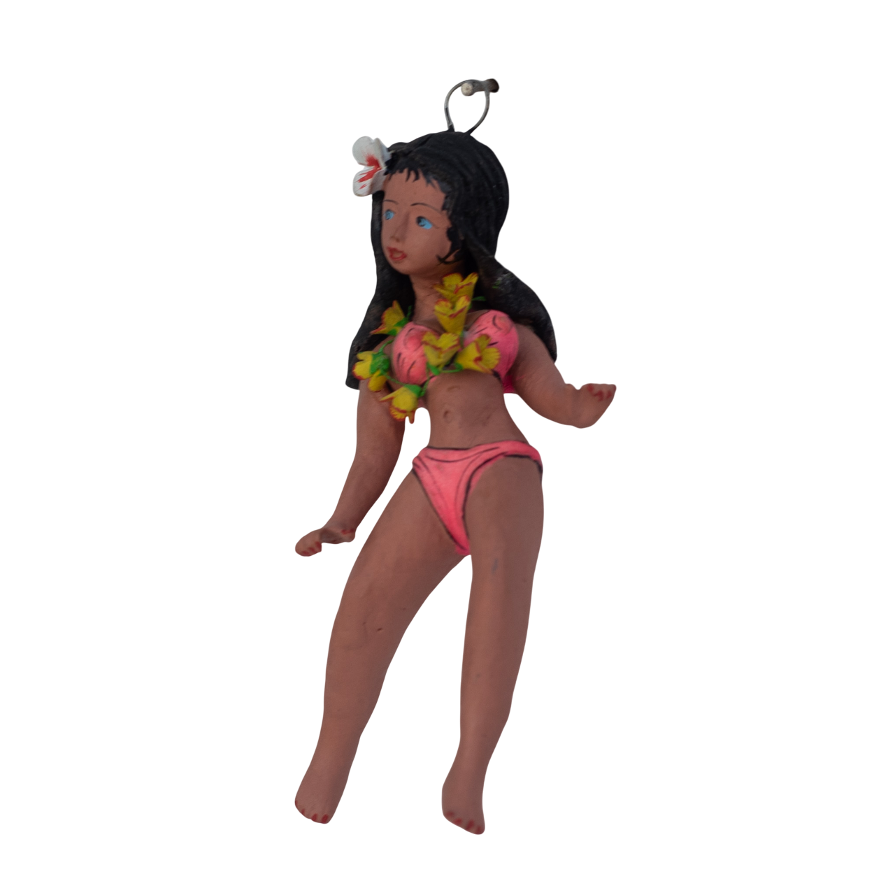 Bikini Girl Ornament Figurine, Vintage Folk Art, Vintage Peruvian Folk Art, Peruvian Decor, Bikini Girl Ornament, Hula Girl Ornament, Vintage Folk Art