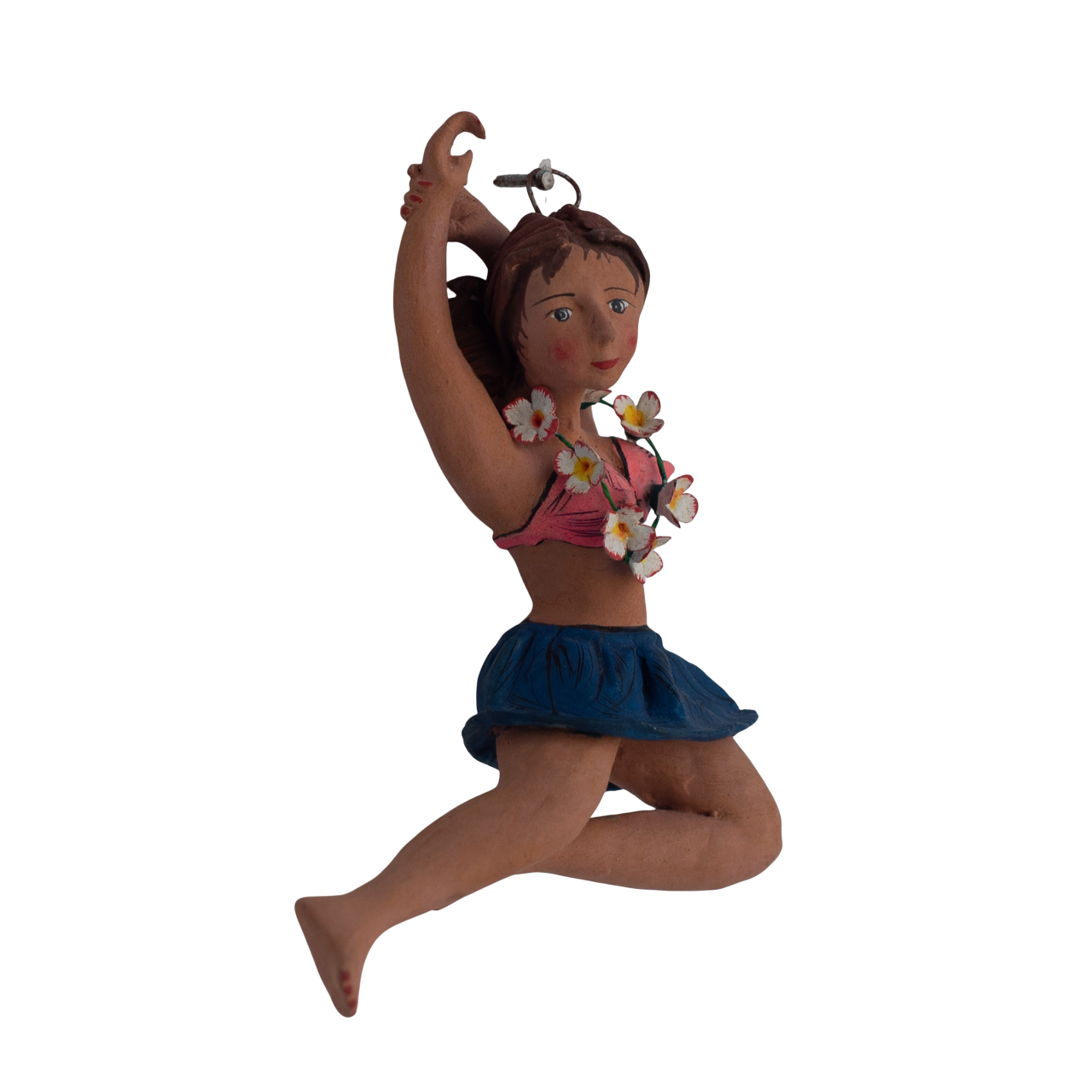 Vintage Peruvian Folk Art, Ornament, Hula Girl Ornament, Vintage Figurine, Hula Girl Figurine, Whimsical Girl Figurine, Tropical Girl Ornament