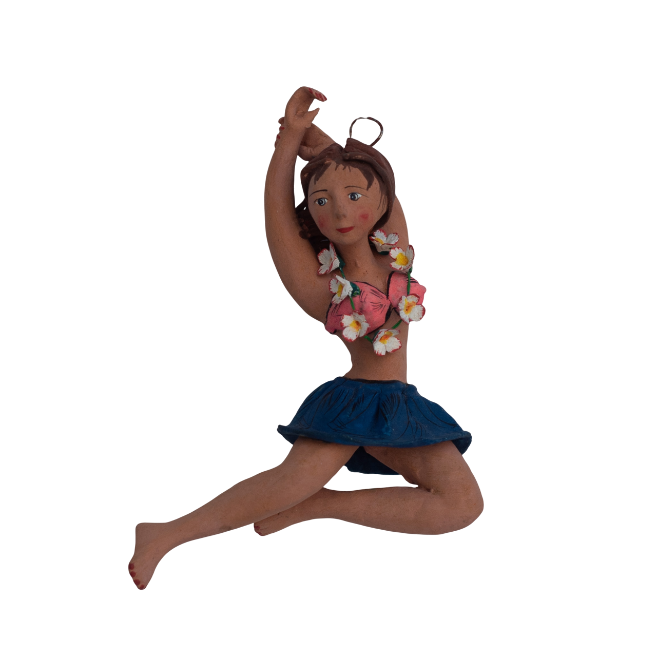 Vintage Peruvian Folk Art, Ornament, Hula Girl Ornament, Vintage Figurine, Hula Girl Figurine, Whimsical Girl Figurine, Tropical Girl Ornament
