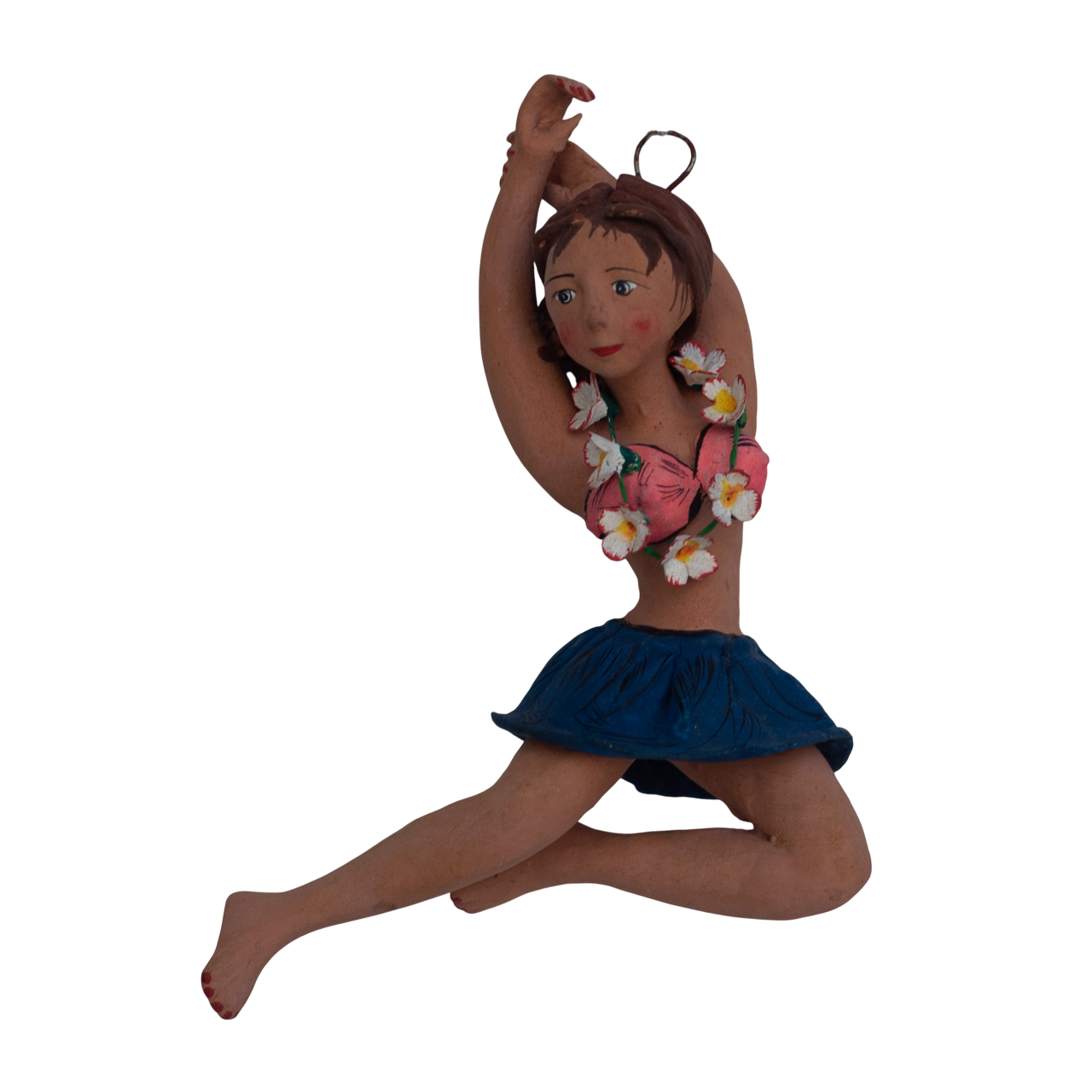 Vintage Peruvian Folk Art, Ornament, Hula Girl Ornament, Vintage Figurine, Hula Girl Figurine, Whimsical Girl Figurine, Tropical Girl Ornament