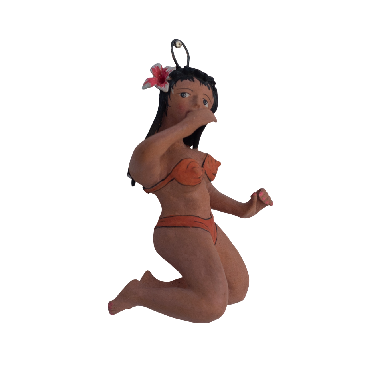 Hula Girl Ornament, Hula Girl Figurine, Bikini Girl Ornament, Bikini Girl Figurine, Vintage Folk Art, Vintage Home Decor, Whimsical Decor, Peruvian Folk Art, Vintage Peruvian Decor