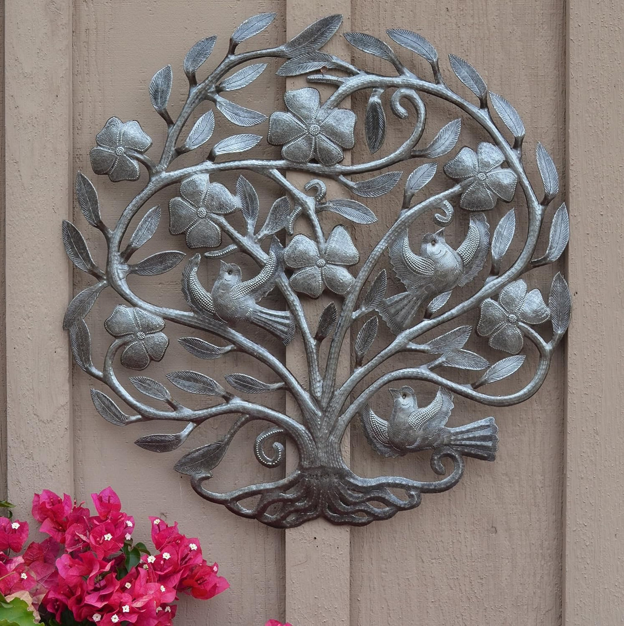 Oil drum metal art, Symbolic tree of life, Nature inspired wall decor, Ethical home decor, Global artisan art