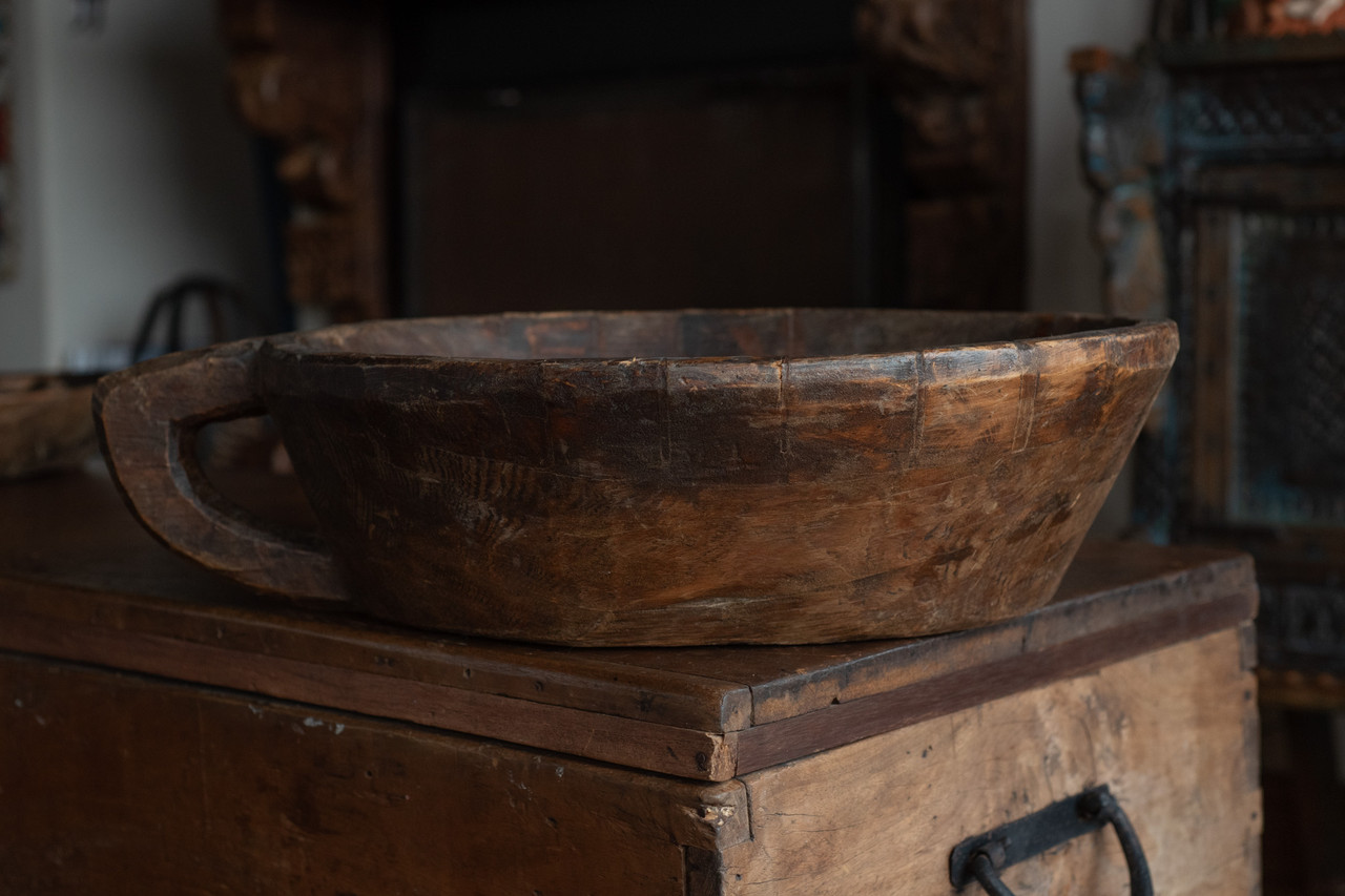 Handcrafted Indian Wooden Chapati Bowl Chapati Dough Bowl Vintage Indian Home, Wooden Chapati Bowl, Wooden Chapati Dough Bowl, Handcrafted Chapati Bowl, Vintage Chapati Folk Art, Indian Home, Indian Housewarming Gift
