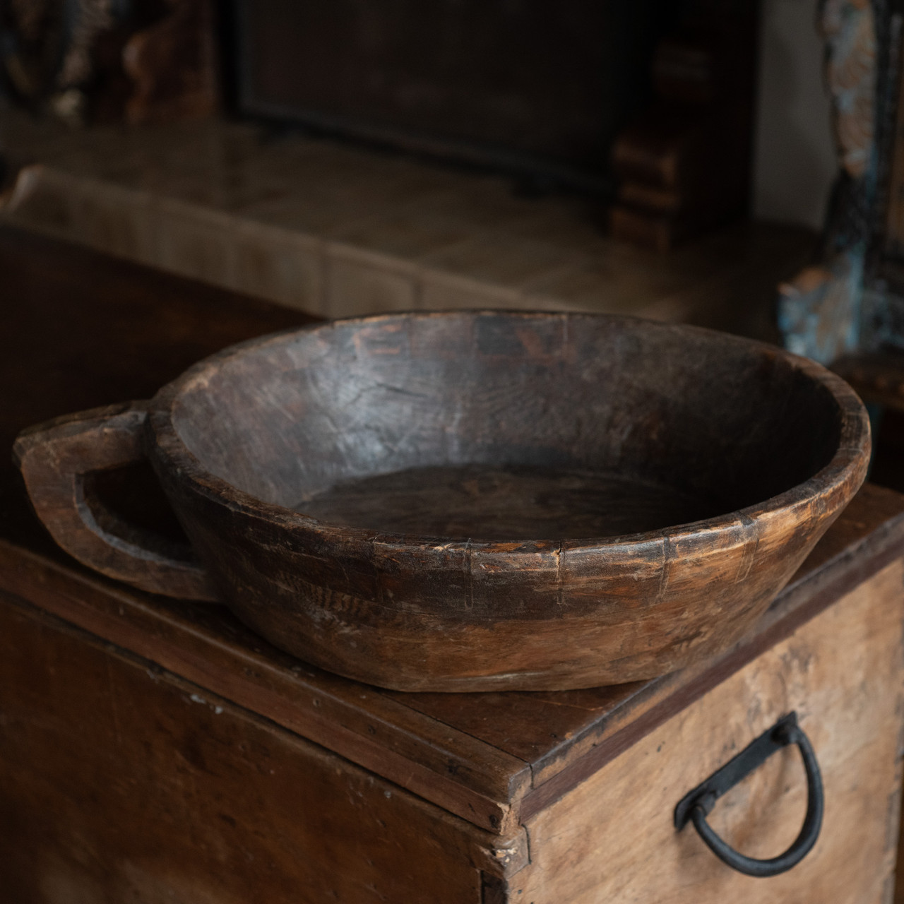 Handcrafted Indian Wooden Chapati Bowl Chapati Dough Bowl Vintage Indian Home, Wooden Chapati Bowl, Wooden Chapati Dough Bowl, Handcrafted Chapati Bowl, Vintage Chapati Folk Art, Indian Home, Indian Housewarming Gift