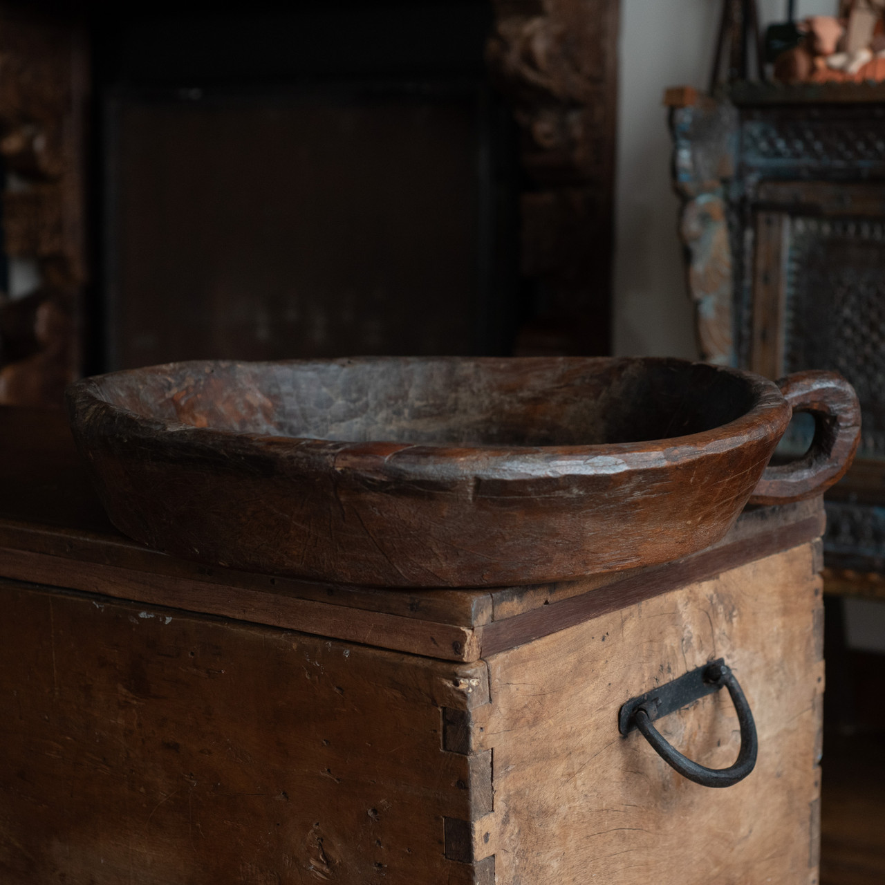Handcrafted Indian Wooden Chapati Bowl Chapati Dough Bowl Vintage Indian Home, Wooden Chapati Bowl, Wooden Chapati Dough Bowl, Handcrafted Chapati Bowl, Vintage Chapati Folk Art, Indian Home, Indian Housewarming Gift, Dark Brown Chapati Bowls