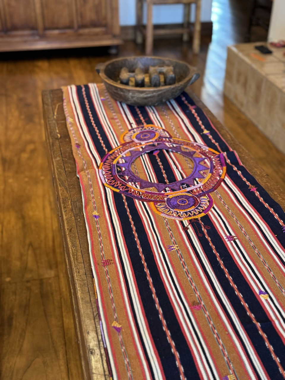 Mayan ceremonial cloth, indigenous Guatemalan art, decorative randa, silk embellished huipil