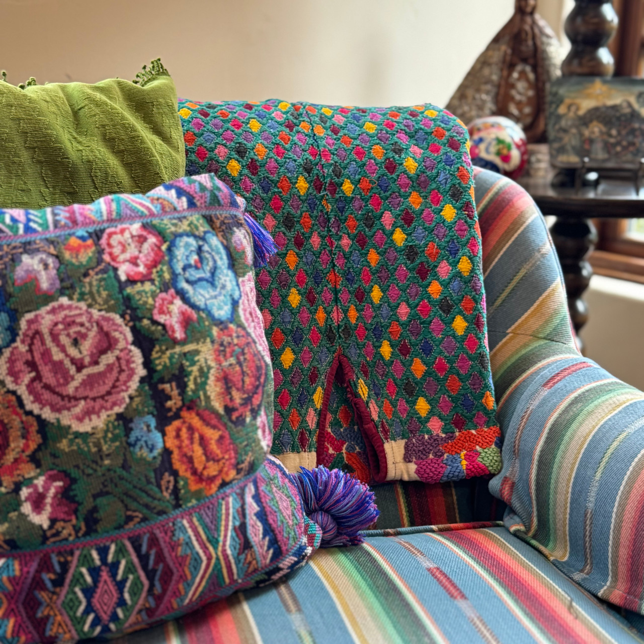 Vintage Ethnic Clothing
Colorful Woven Blouse
Backstrap Loom Textile
Tribal Bohemian Top
Collectible Textile Art