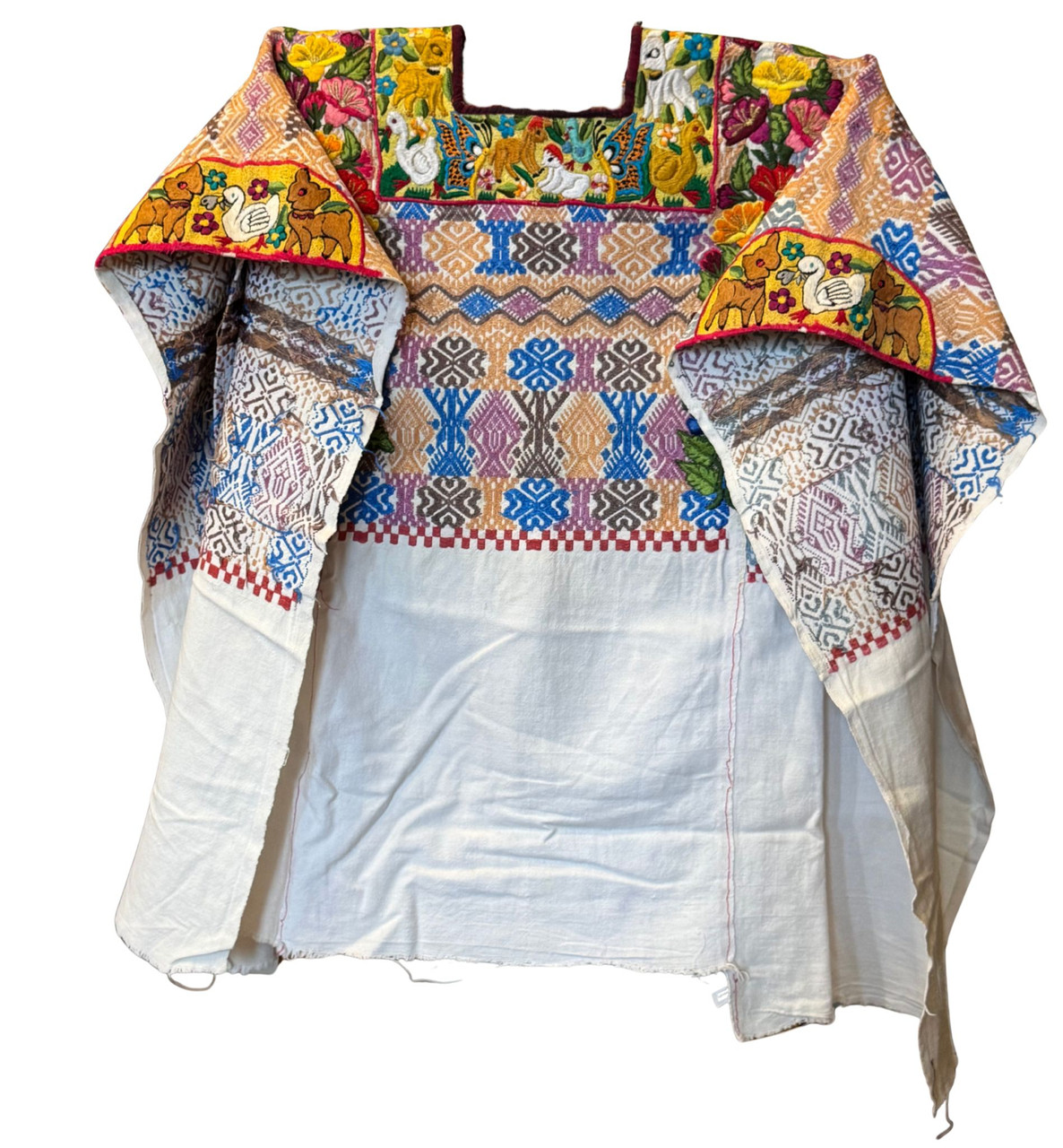 Authentic vintage Mayan Huipil from Comalapa, Guatemala — 100% handmade, handwoven cotton blouse full of cultural tradition and one-of-a-kind design