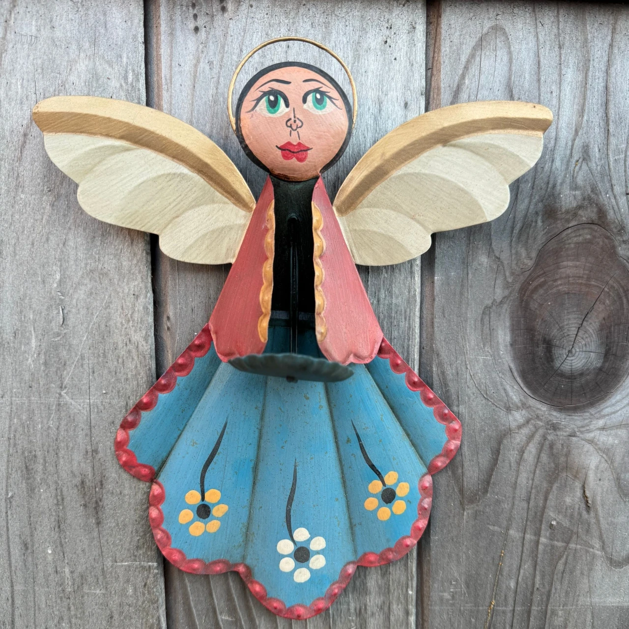 Angel Wall Art Mexico
Tin Angel Wall Decor
Folk Art Angel Sculpture
Religious Folk Art Mexico
Angel with Plate Decor