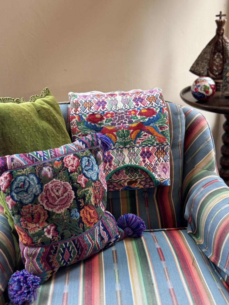 Ethnic textile art
Bohemian folk blouse
Tribal textile art
Latin American folk art
Indigenous embroidery