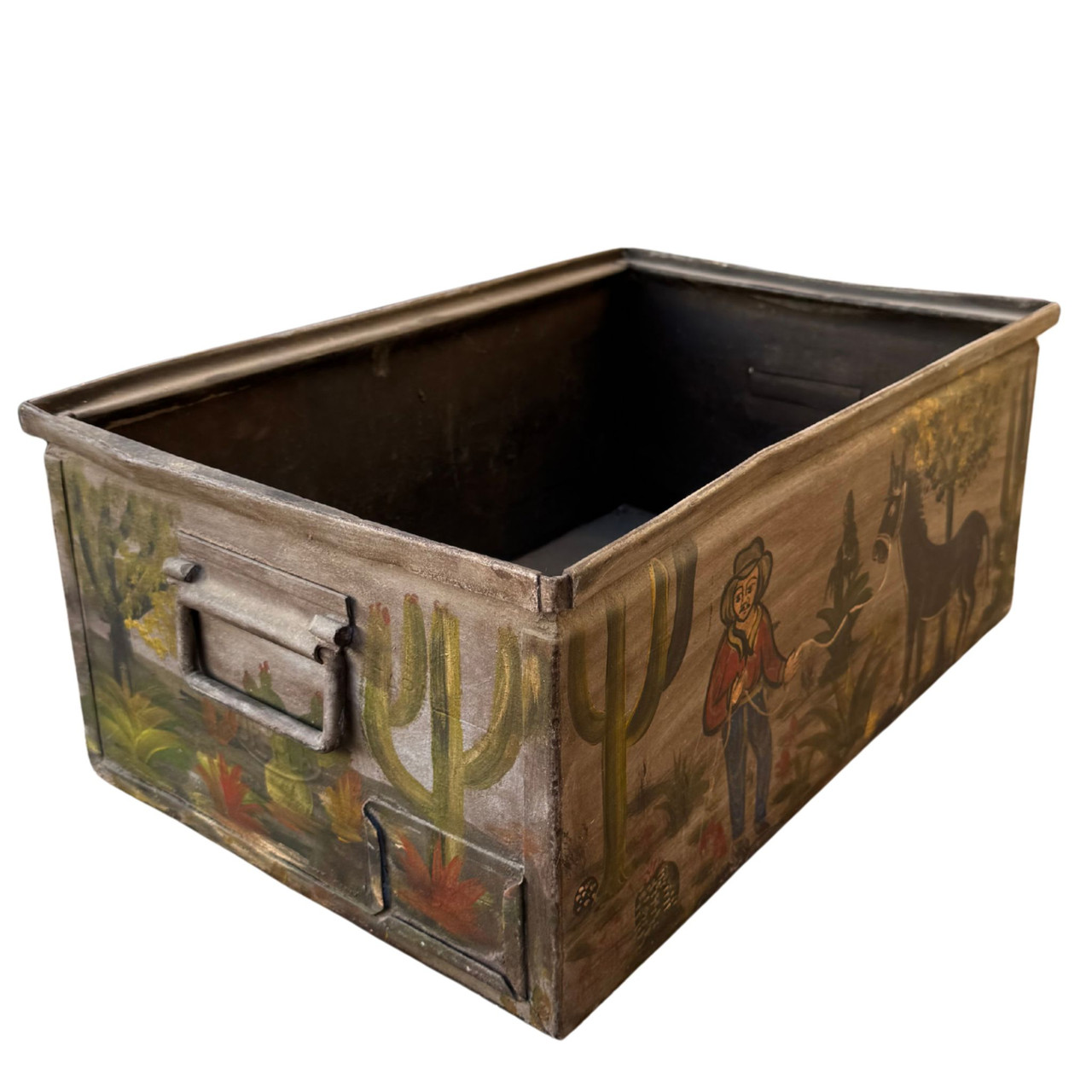 Vintage file box
Deyca metal box
Mexican village scene art