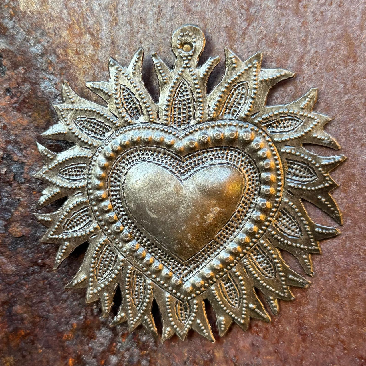 rustic sacred heart home decoration ethical handmade gift from haiti artisan crafted sacred heart ornament