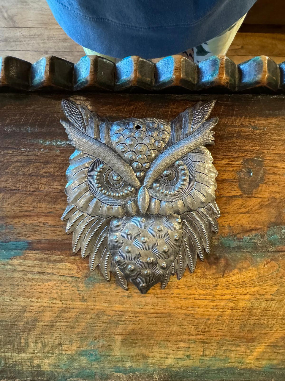 HANDMADE IN HAITI – Individually hand-cut and hammered by skilled Haitian artisans using recycled steel oil barrels.