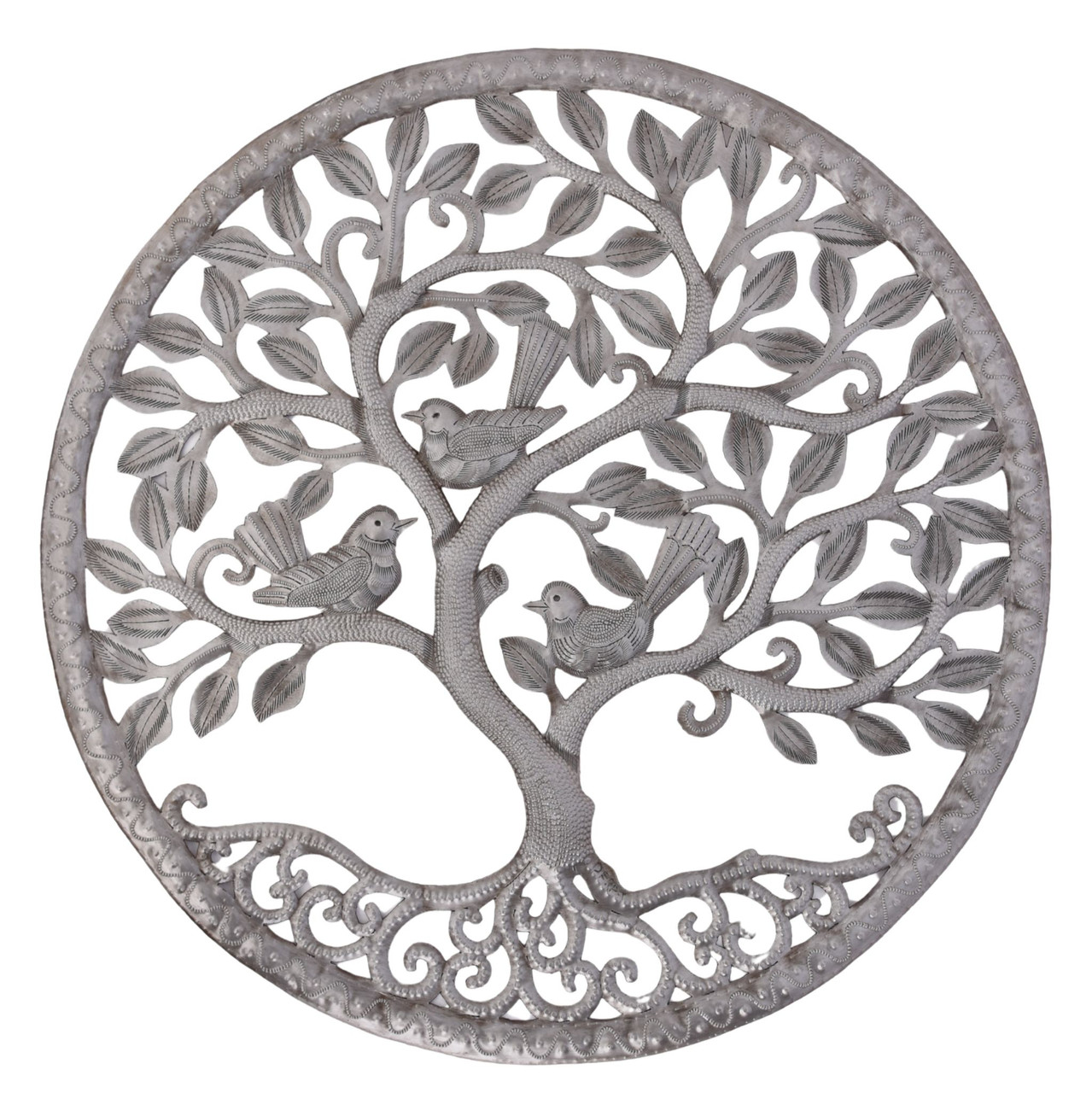 tree of life wall art, metal tree wall decor, bird wall art metal, Haitian metal art, garden wall decor