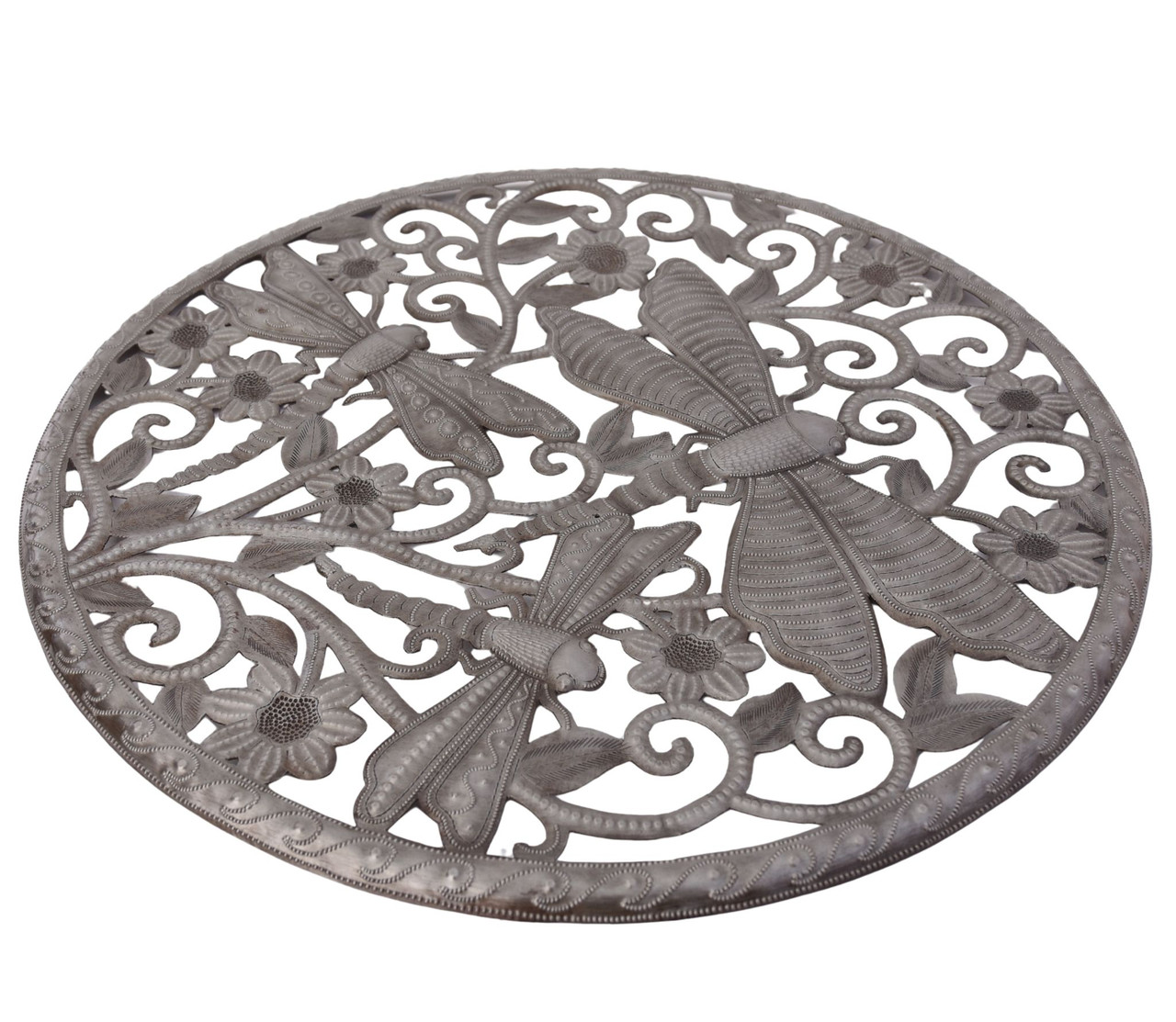 fair trade décor, garden wall art, handmade Haitian art, oil drum art, nature wall hanging