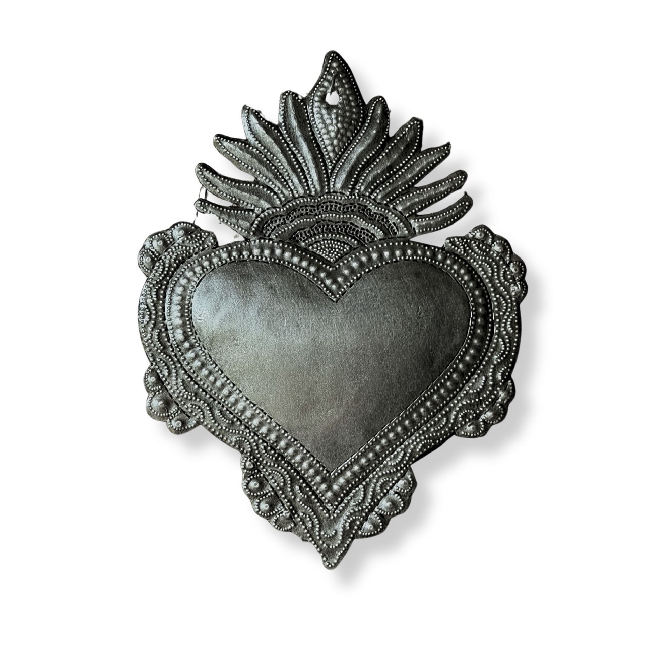 sacred heart wall art
milagro heart
Haitian metal art
recycled steel decor
folk art wall hanging
boho heart decor
spiritual wall art