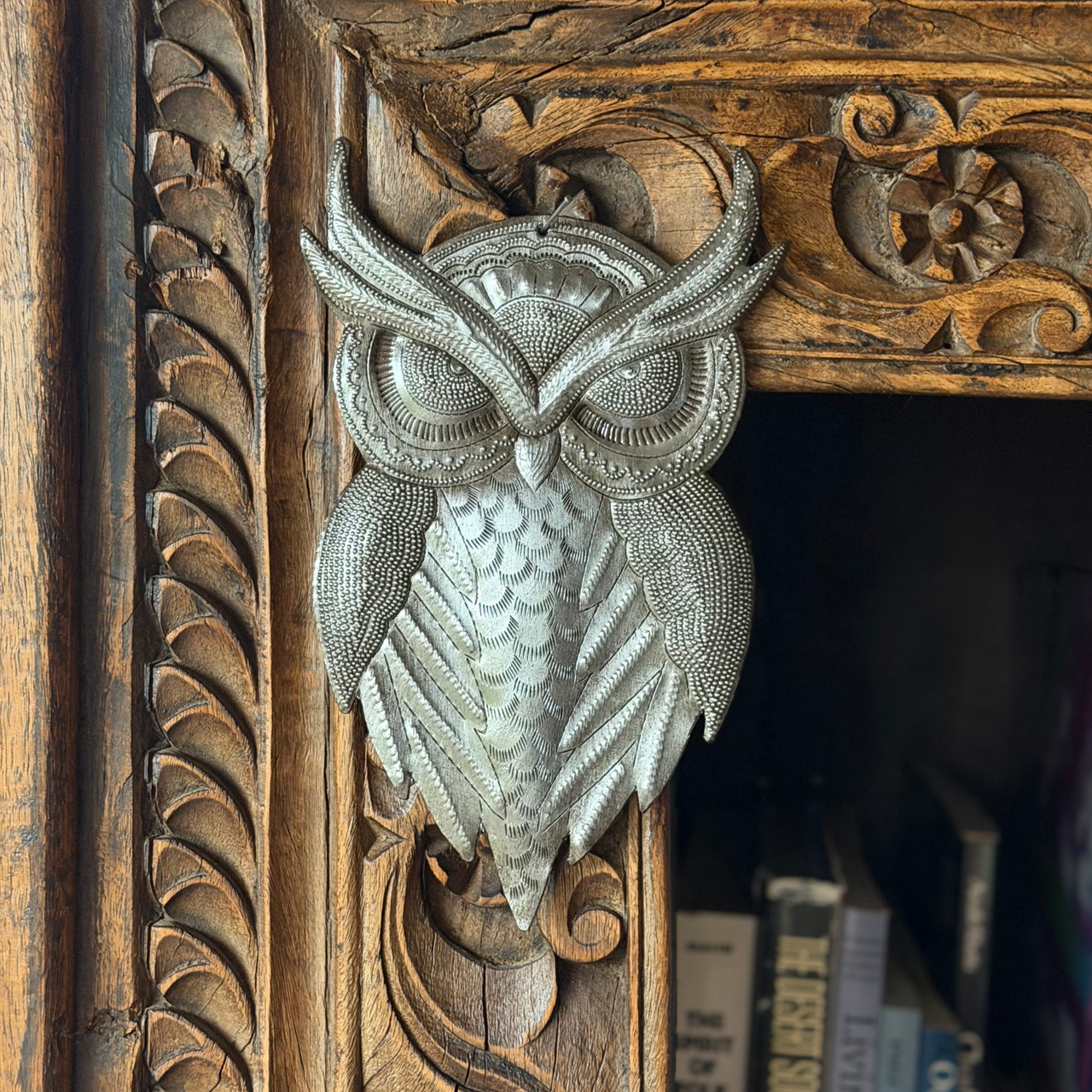 recycled steel art
nature wall hanging
owl gift idea
handmade metal owl