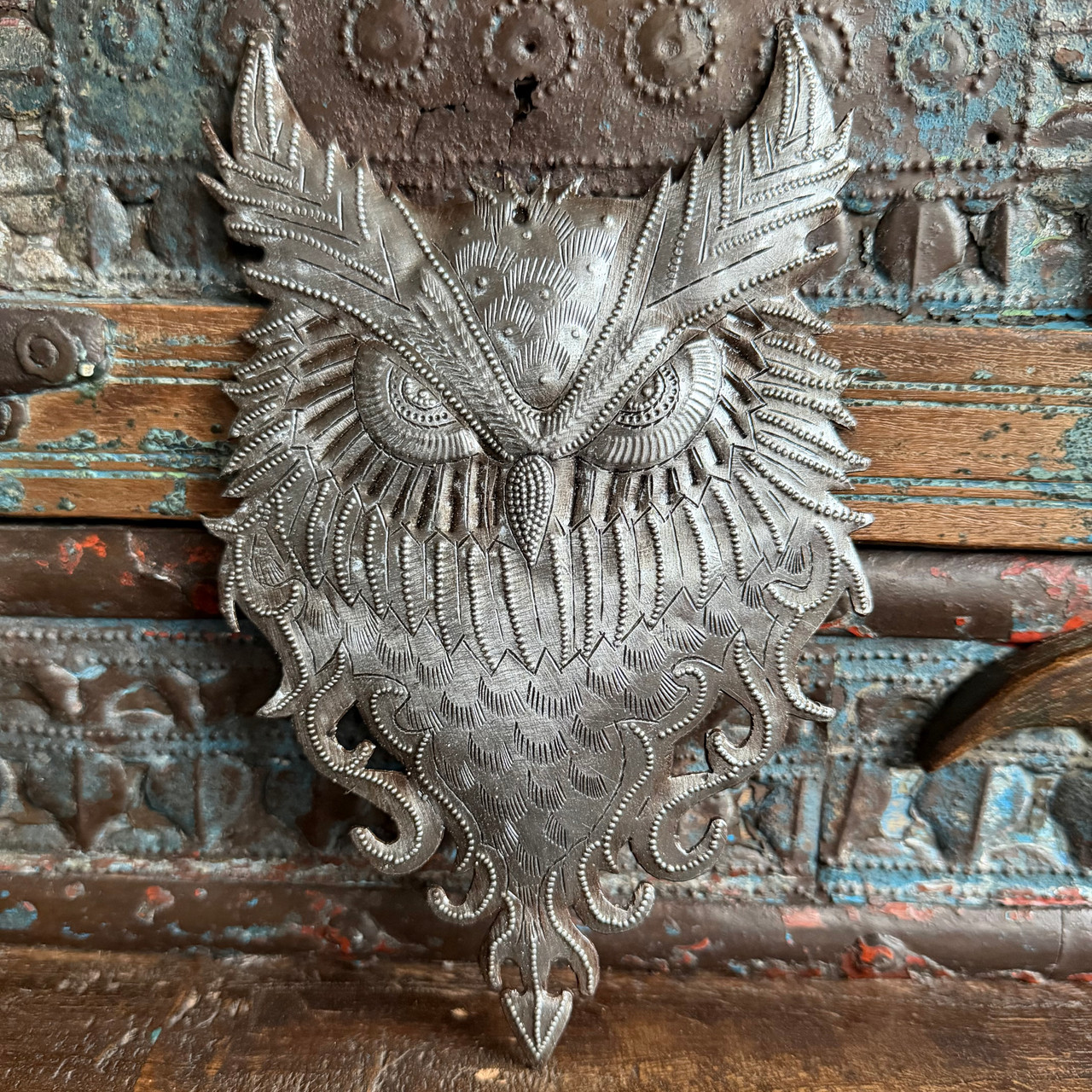 owl wall art metal
Haitian metal art
owl decor rustic