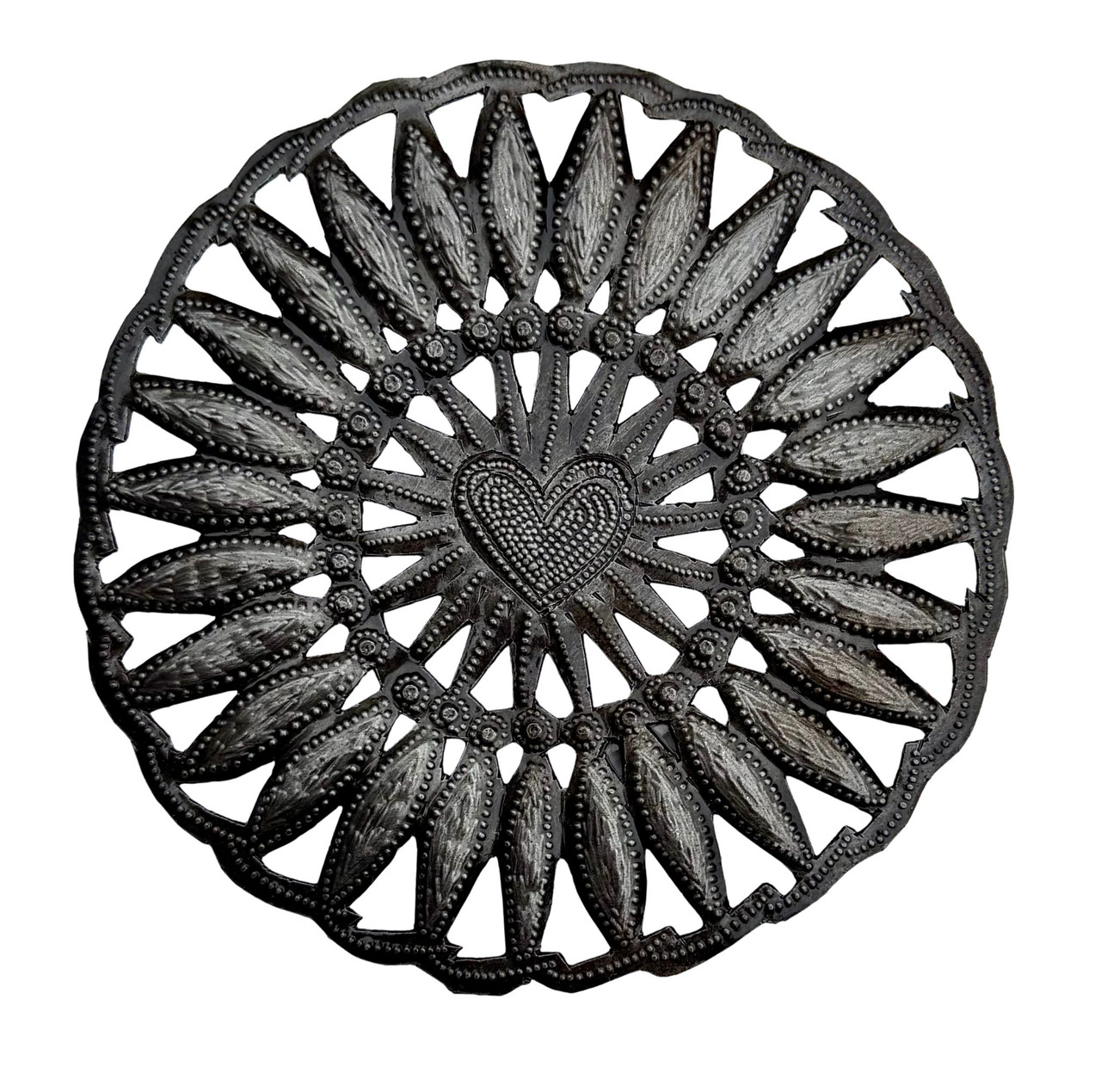 floral heart wall art
petal heart decor
mandala heart wall art
Haitian metal art