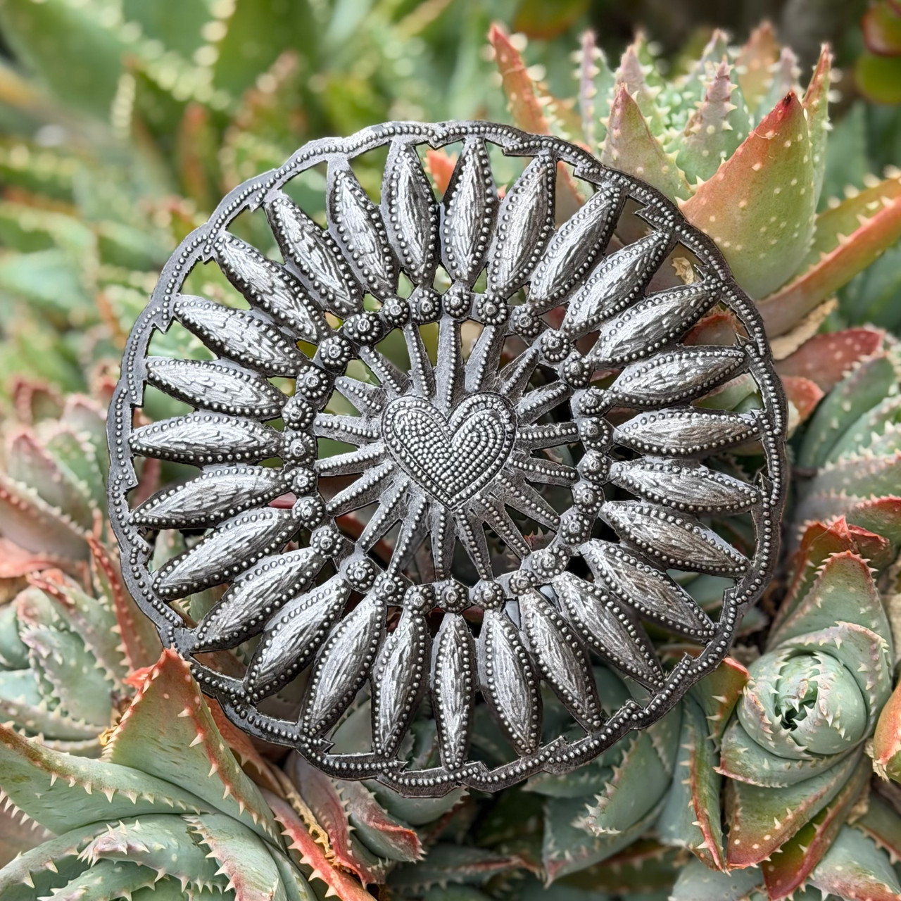 Haitian metal art
boho wall decor
botanical wall art metal
recycled steel decor
handmade metal heart