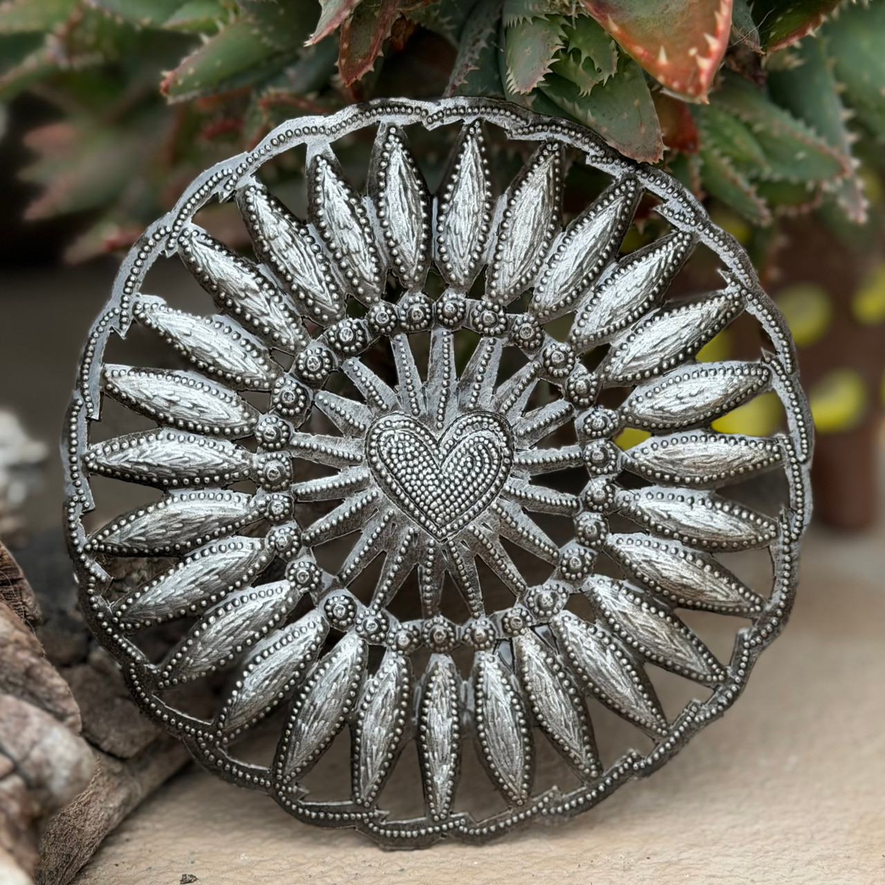 Haitian metal art
boho wall decor
botanical wall art metal
recycled steel decor
handmade metal heart