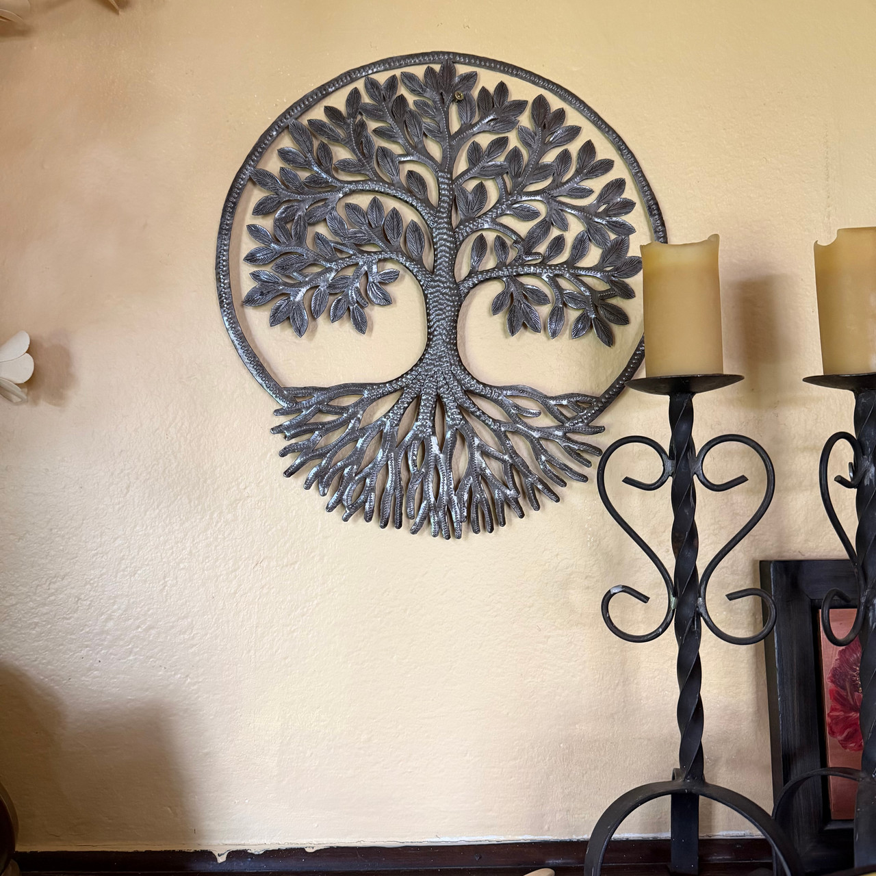 tree of life wall art
spiritual wall decor
nature wall art metal
Haitian metal art