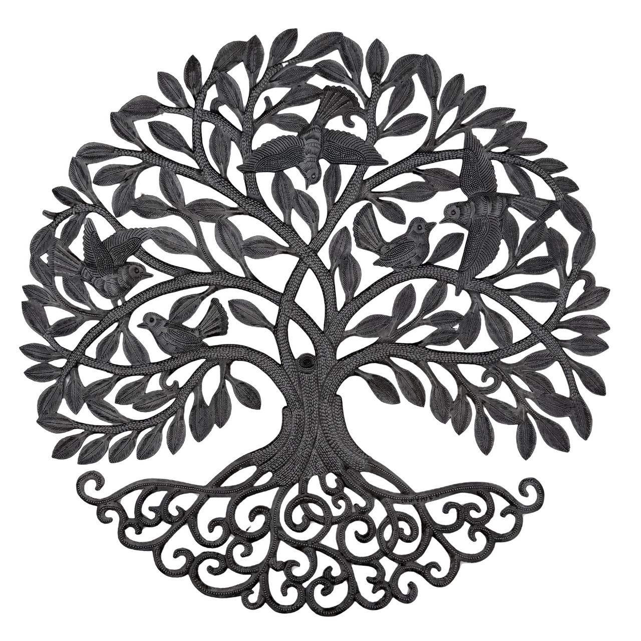 tree of life wall art, metal tree wall decor, bird wall art metal, Haitian metal art, garden wall decor